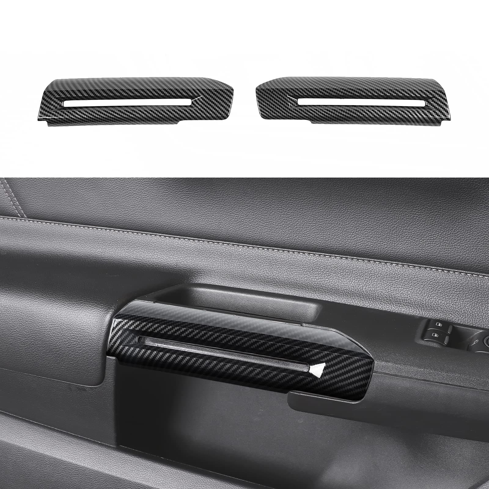 RT-TCZ Carbon Fiber Inner Door Handle Trim Cover Interior Decoration Accessories for Ford Mustang 2015-2024,2PCS