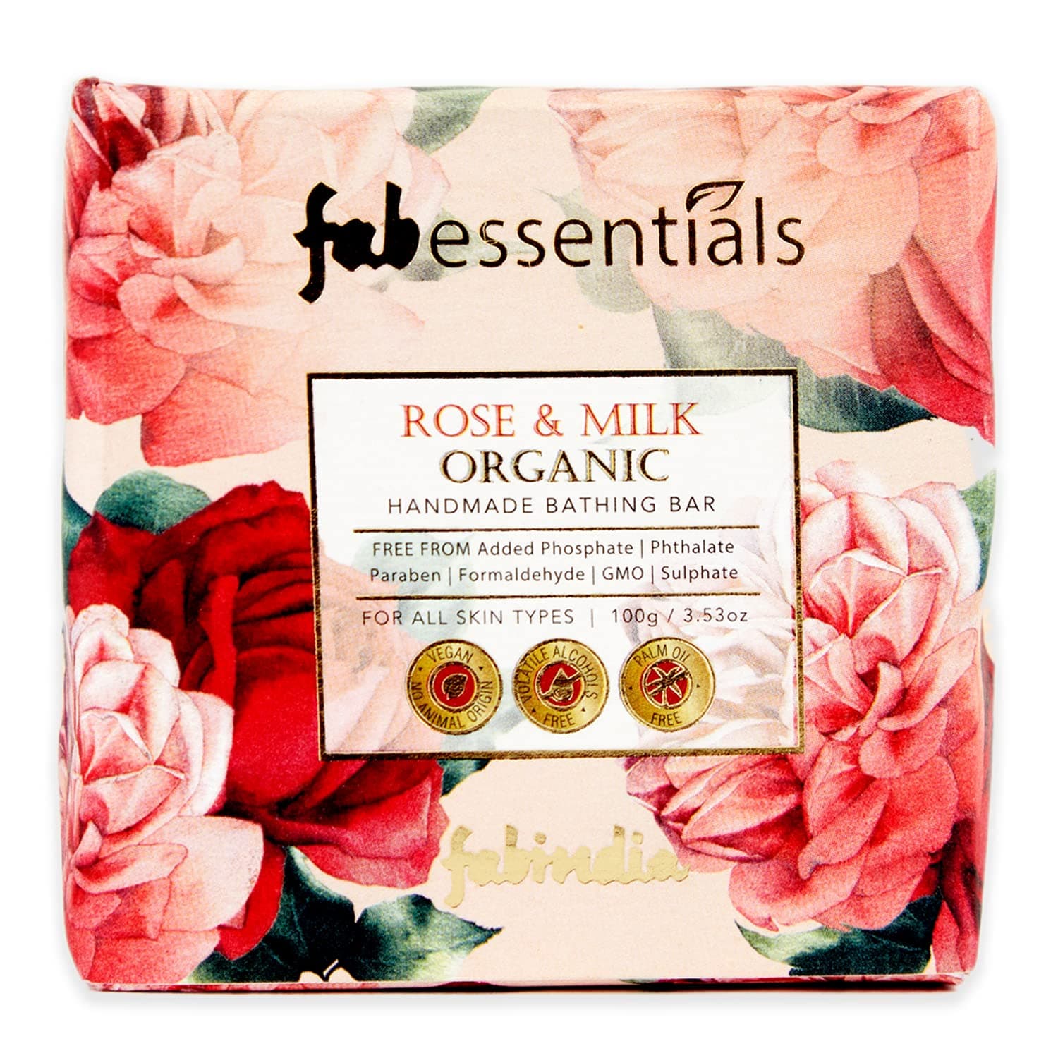Rose & Milk Organic Handmade Bathing Bar - 100 gm