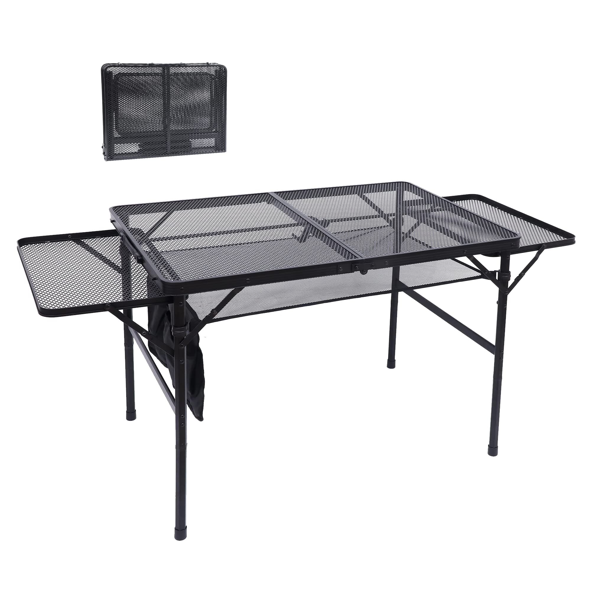 Nice C Modern Folding Grill Table, Rectangular, Gray, 53.15" x 23.6" 26", Mesh Top, Alloy Steel Frame, Adjustable Height, Waterproof, Indoor and Outdoor Use