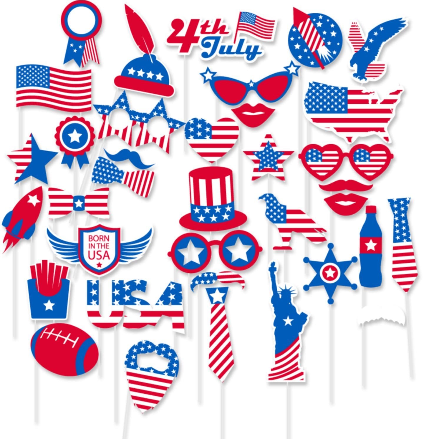 FRIDAY NIGHT Patriotic Decorations Photo Booth Props for 4th of July,Christmas , New Year , Veterans Day , American Memorial Day President Day Party Decorations Party Favors 36 Count