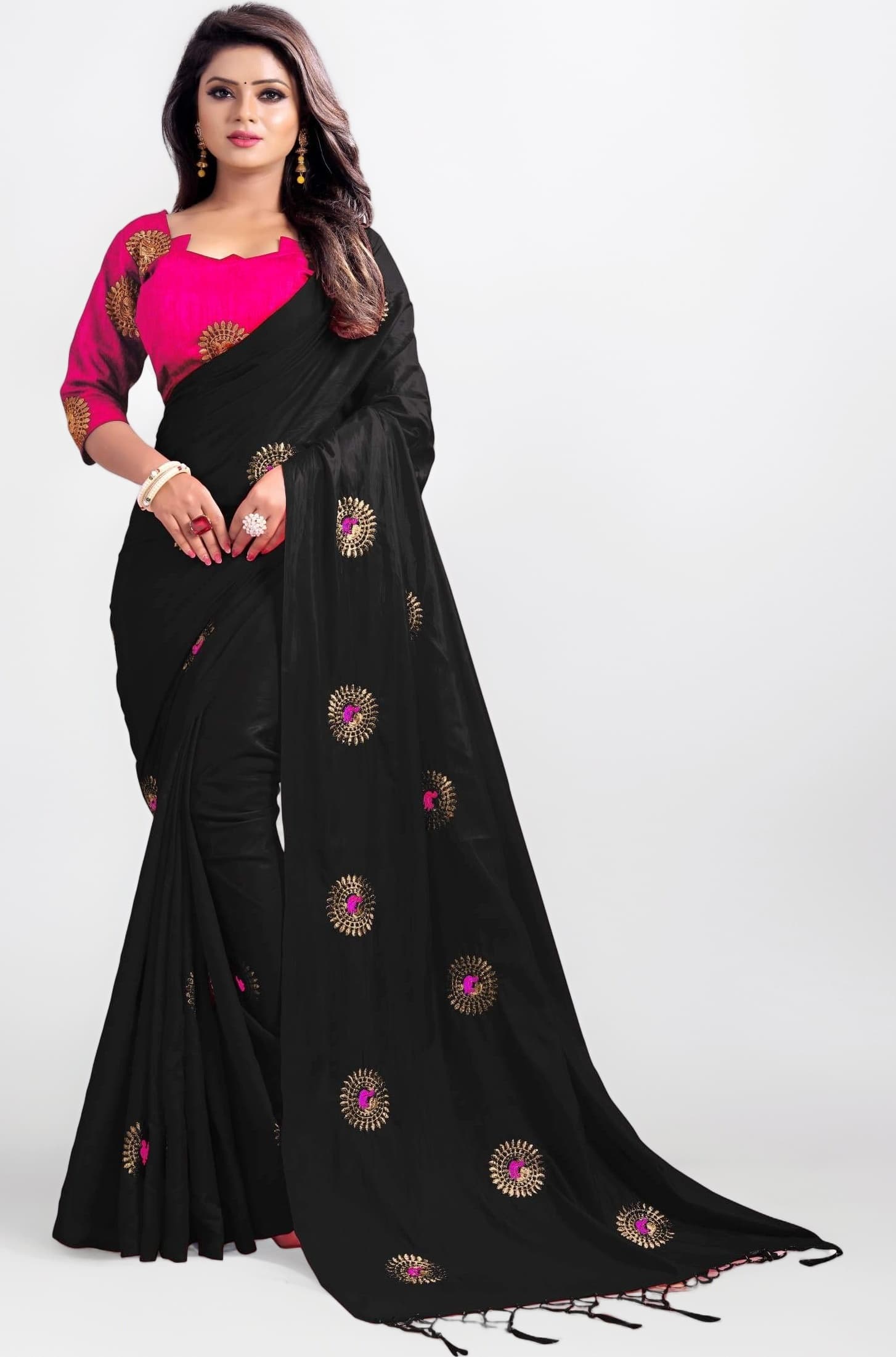 Women's Banarasi Silk Saree With Unstiched Blouse Piece