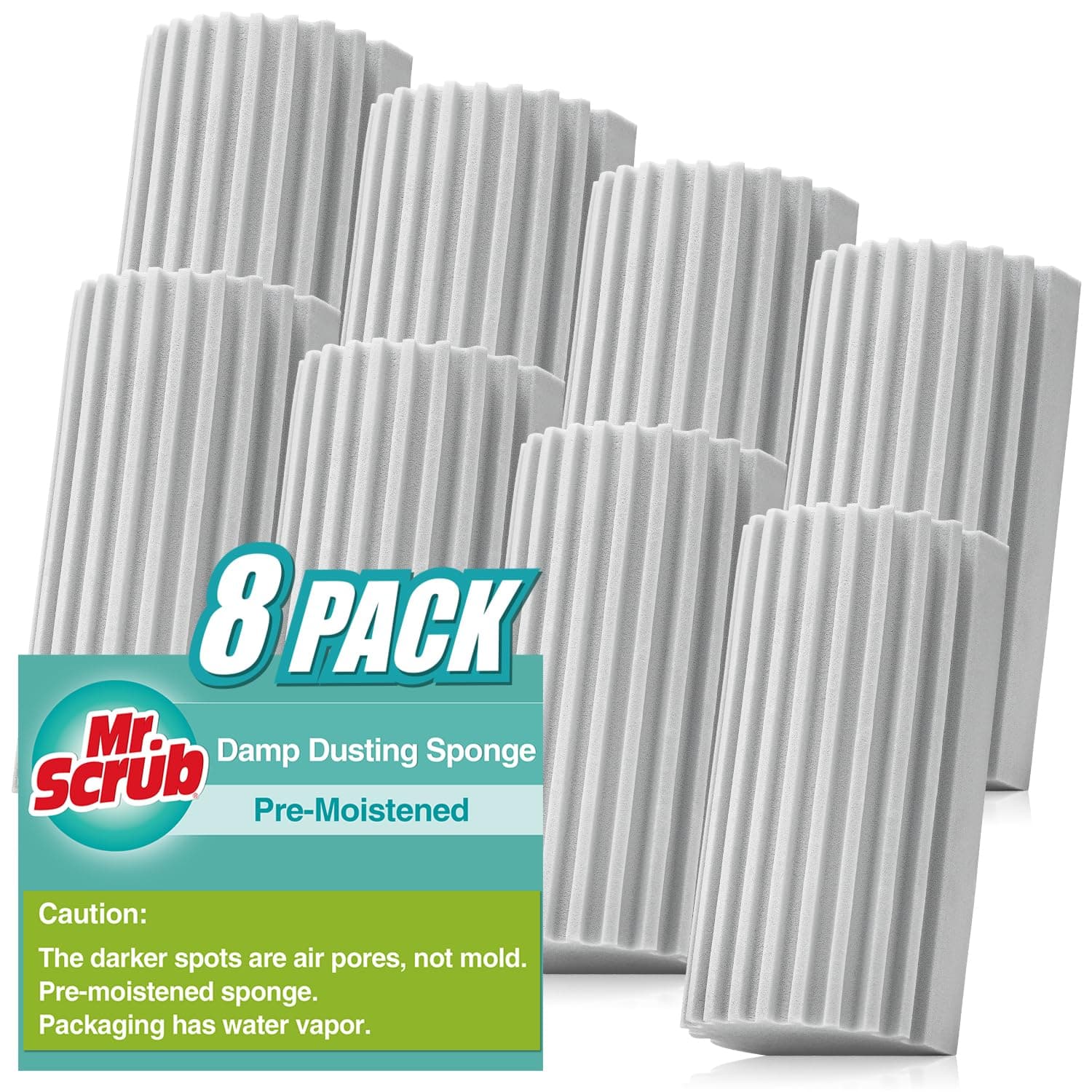 8 Pack Damp Dusting Sponge Duster, Grey Dust Cleaning Sponge, Reusable Household Cleaning Sponge Tool for Blinds, floorboards, Fan Blades, Vents, Glass, Railings, Mirrors