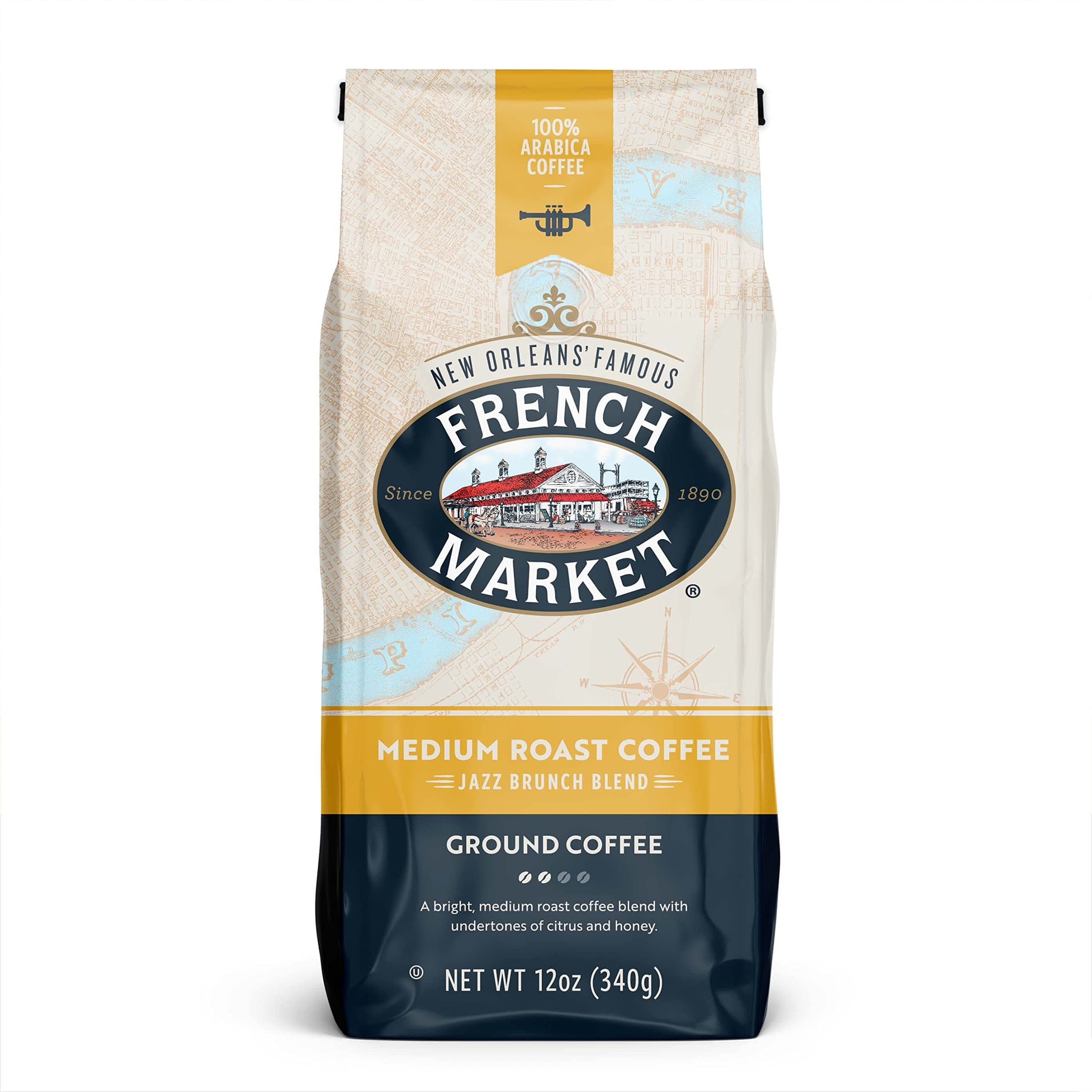 Jazz Brunch Blend Medium Roast Ground Coffee, 12oz Bag (Pack of 6)