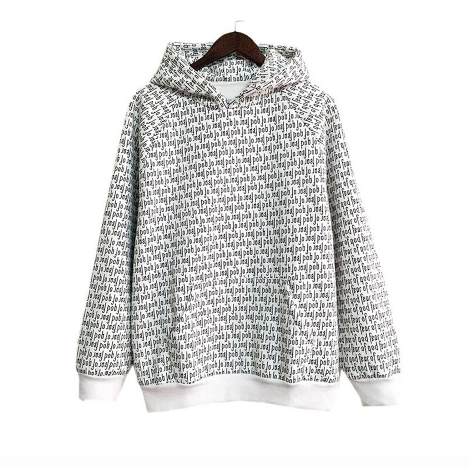 Willsin7so Men Hoodie Full Letter Print Sweatshirt Hip Hop Skateboard Fear of God Hoodies