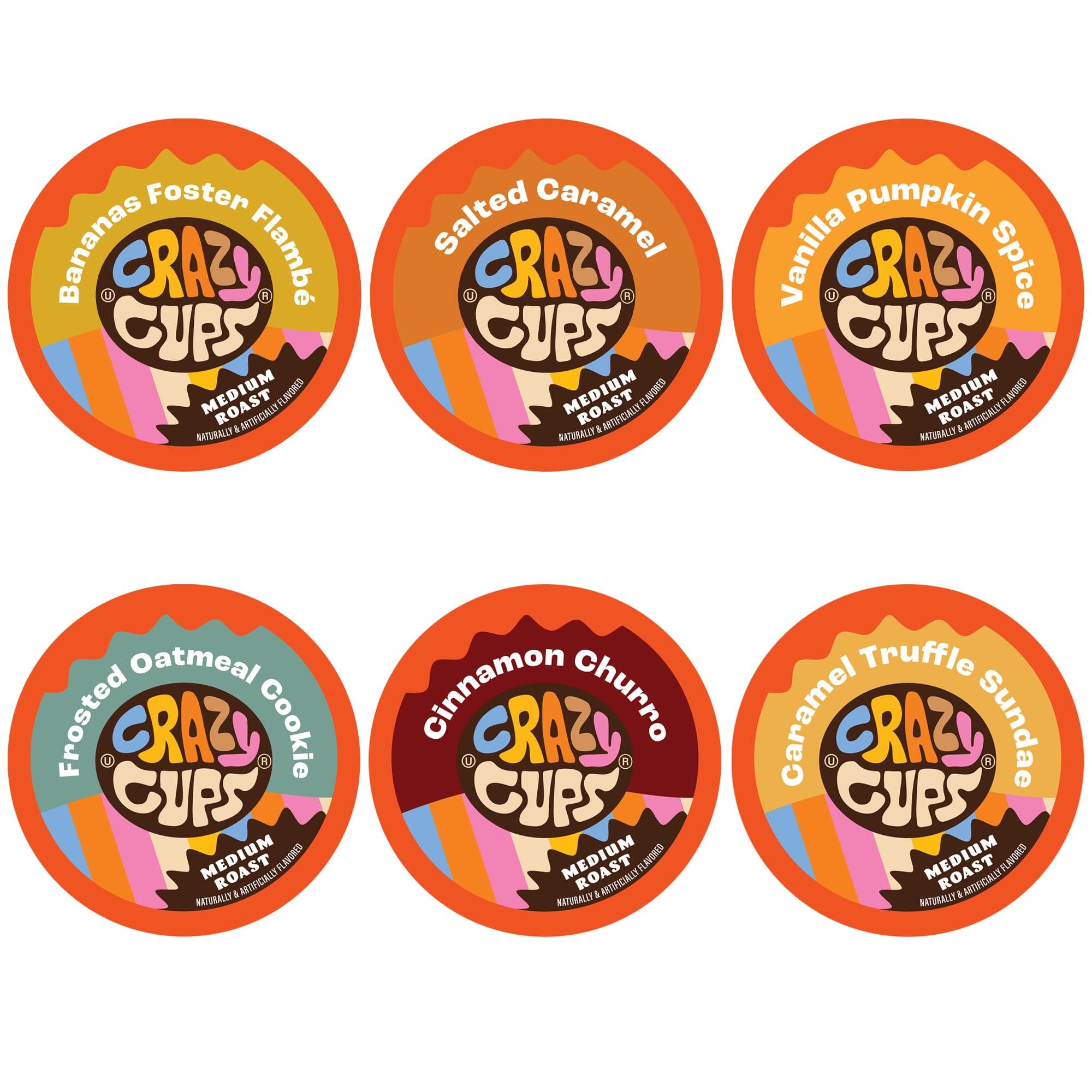 Crazy Cups Flavored Coffee Pods Variety Pack - Coffee Flavors for the Keurig K Cups Machine, Recyclable Single Serve Cups, 24 Count (Pack of 1)