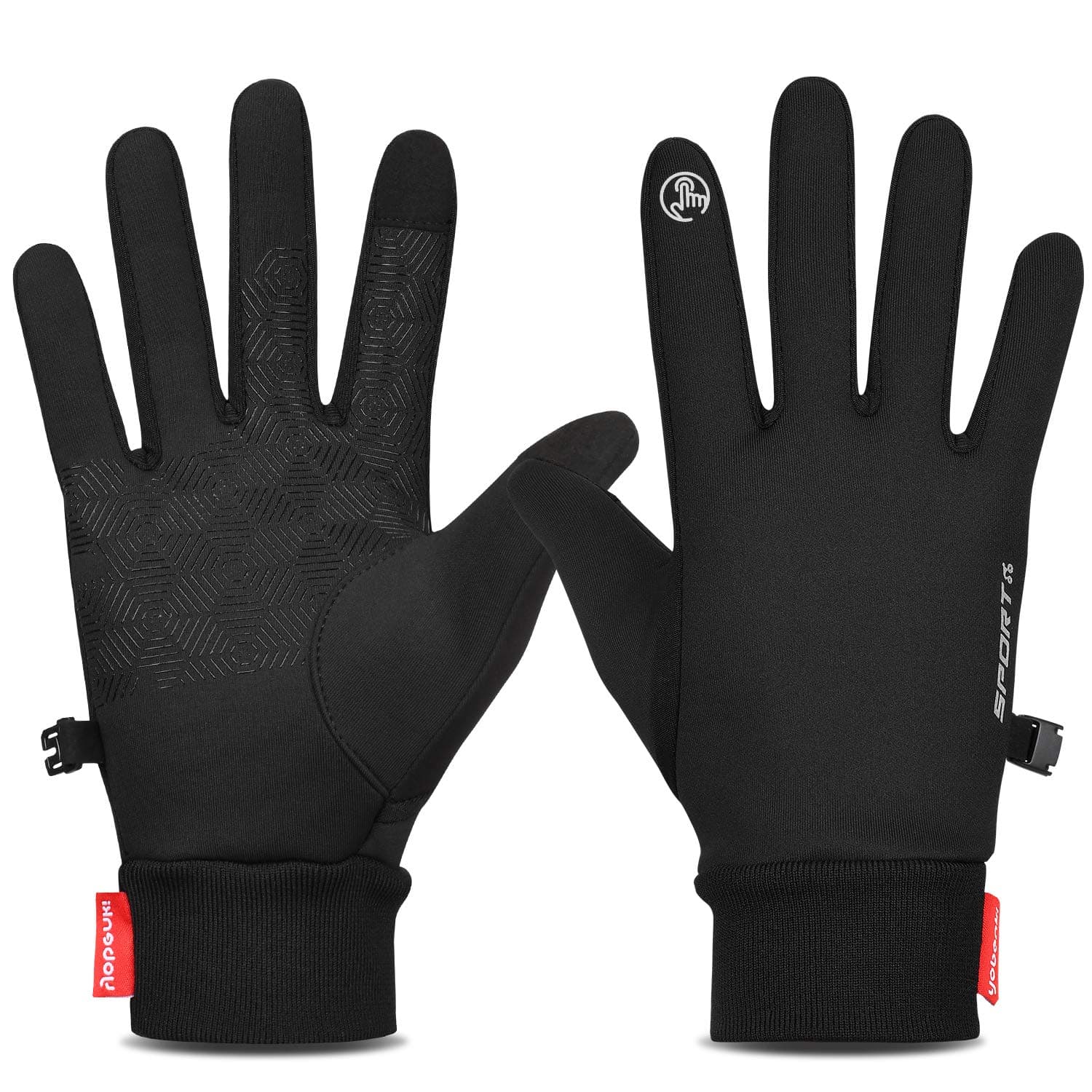 Thermal Gloves Men Running Gloves Winter Cycling Gloves Anti-slip Driving Gloves Windproof Touch Screen Gloves for Men Outdoor Sports Hiking Biking Motorcycle Working(Black-B,XL)