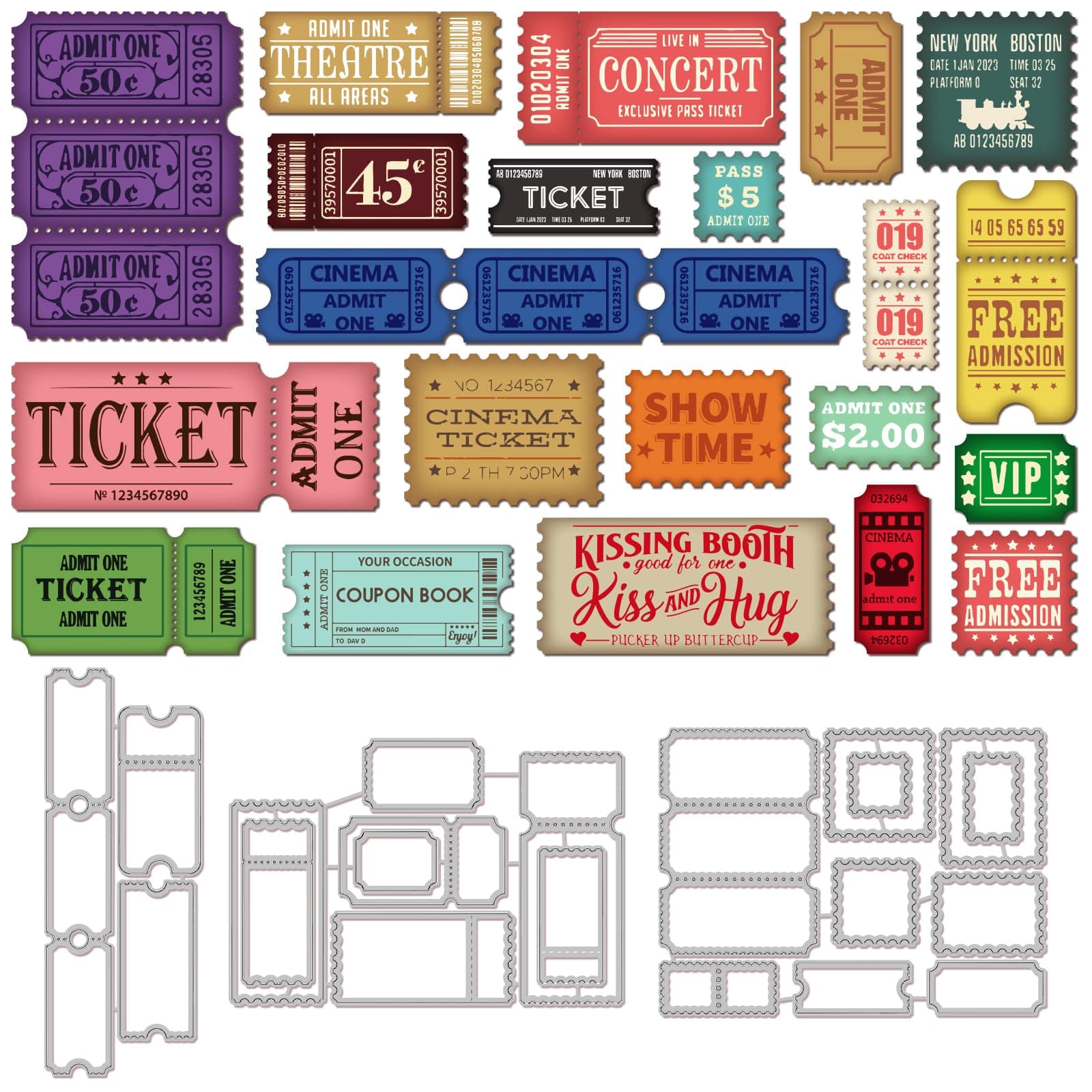 GLOBLELANDPostage Stamp Frame Cutting Dies for DIY Scrapbooking Metal Tickets Border Frame Die Cuts Cutting Die Template for Paper Card Making Decoration Album Craft Decor