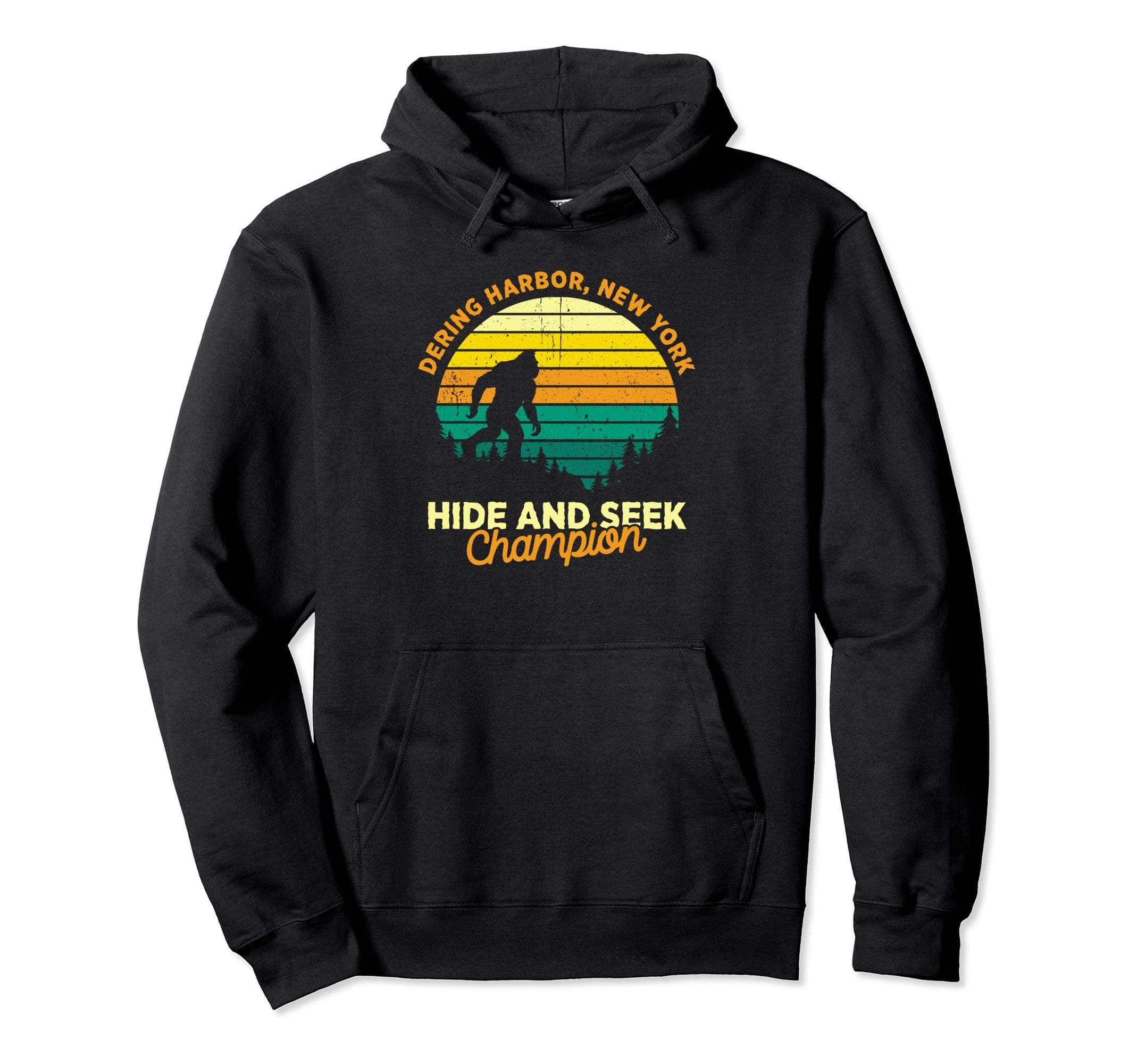 Retro Dering Harbor, New York Big foot Souvenir Pullover Hoodie