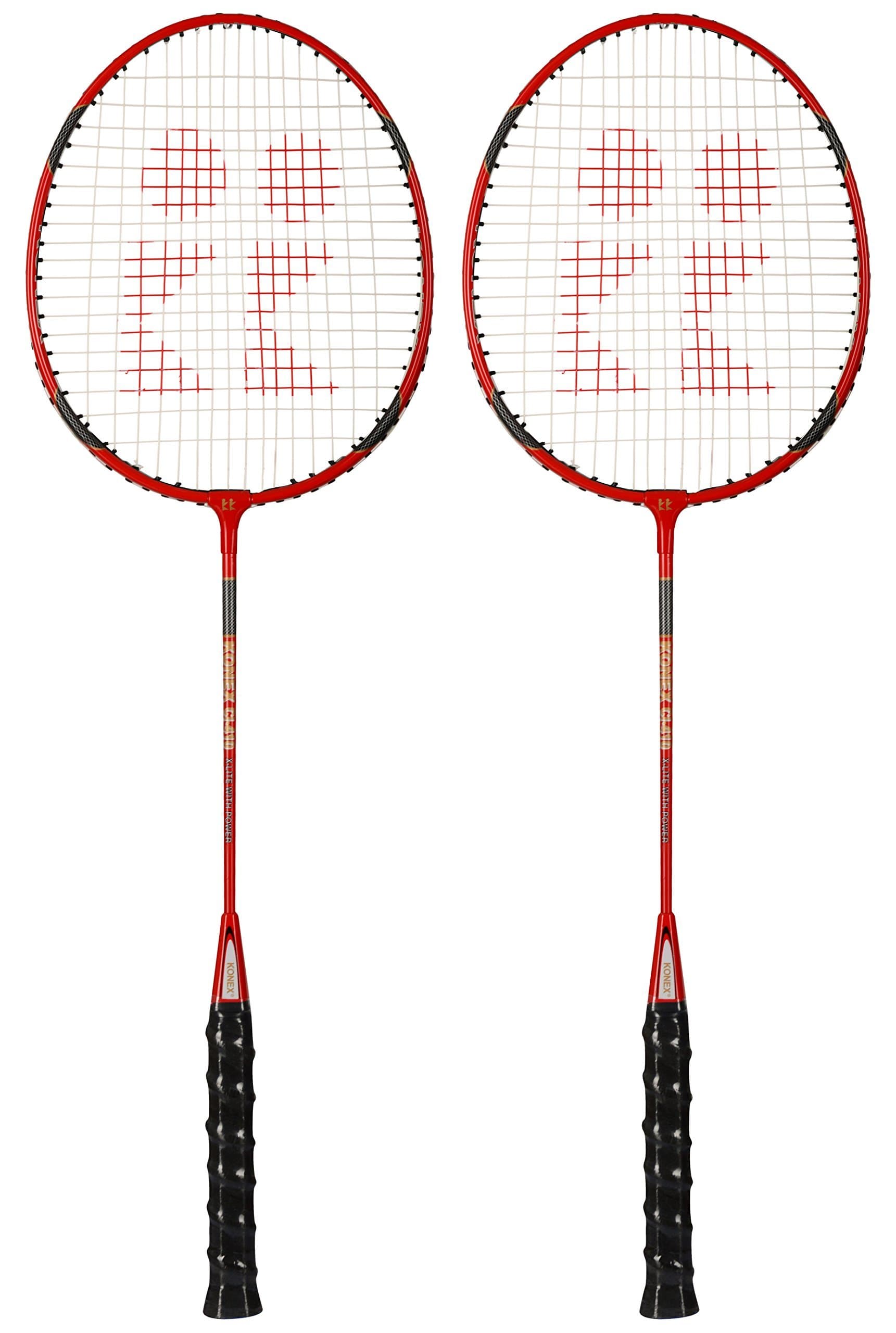 KONEX Aluminum-Alloy Badminton Racquet-(CI-410), 68 cm x 21 cm x 2 cm, Red, Pack of 2