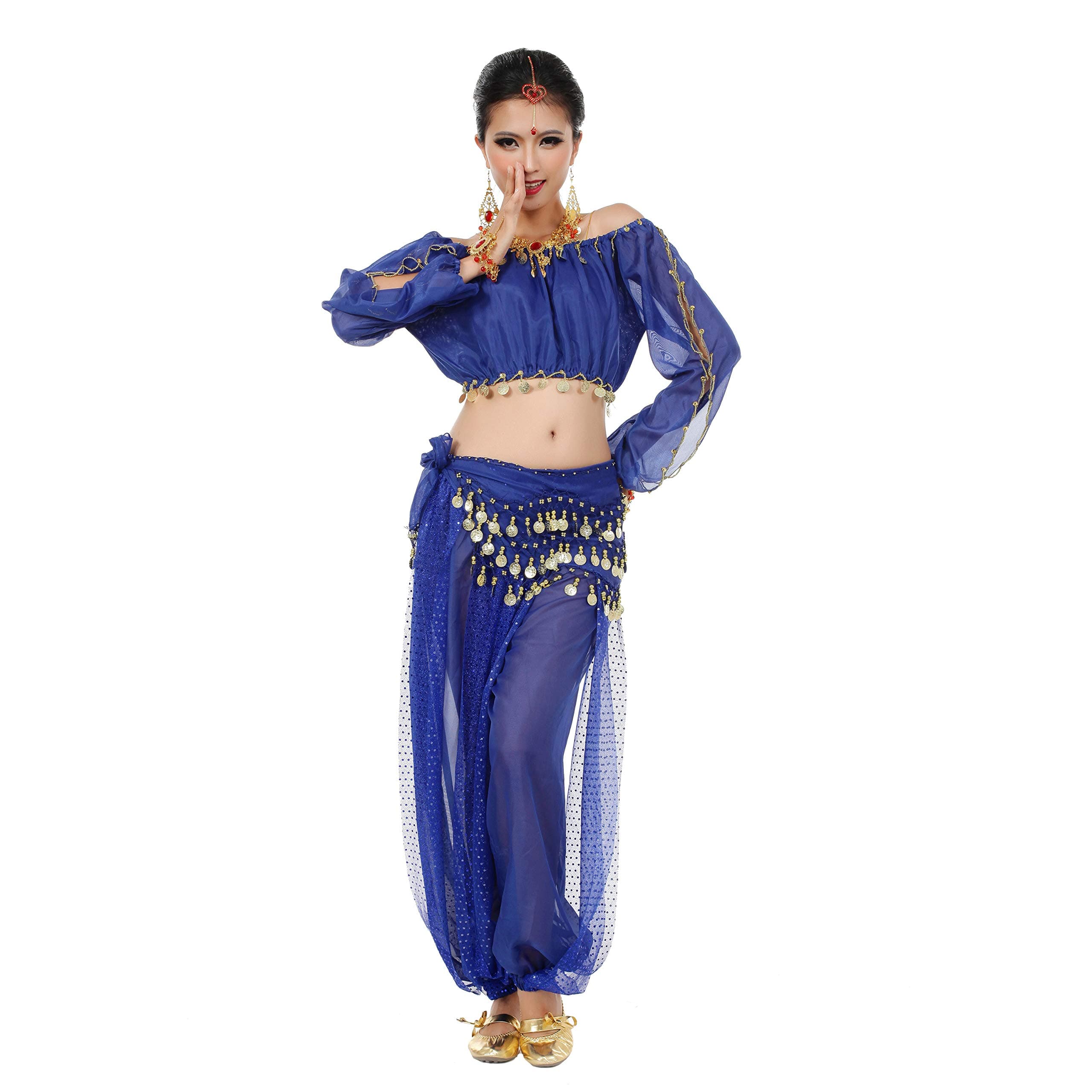 Maylong Womens Harem Pants Belly Dance Outfit Halloween Costume DW29 (Royal Blue)