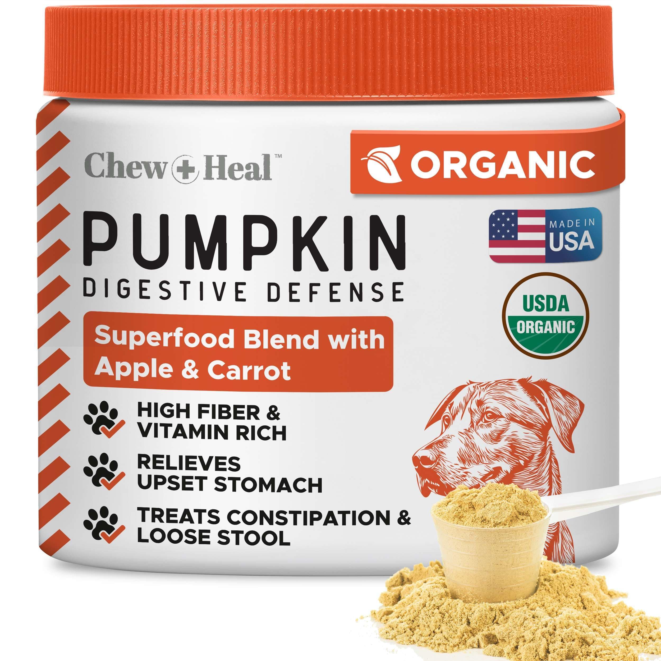 Organic Pumpkin Powder for Dogs - 4oz (110g) of Powder for Dog Digestion with 5cc Scoop - Made with Pumpkin, Apple, and Carrots
