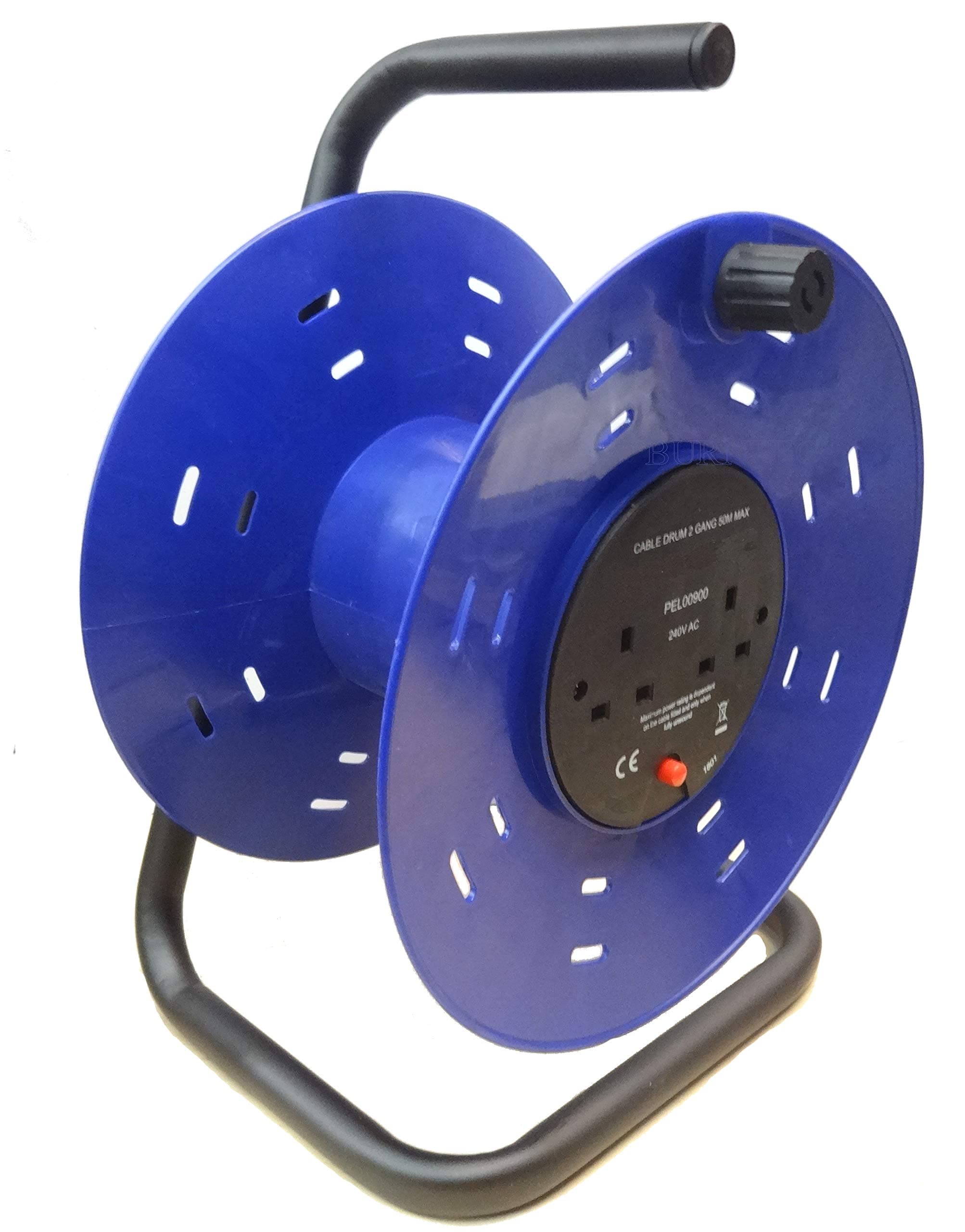Pro Elec PEL00900 2-Gang Plastic E MPty Cable Reel Dru m, 50 m