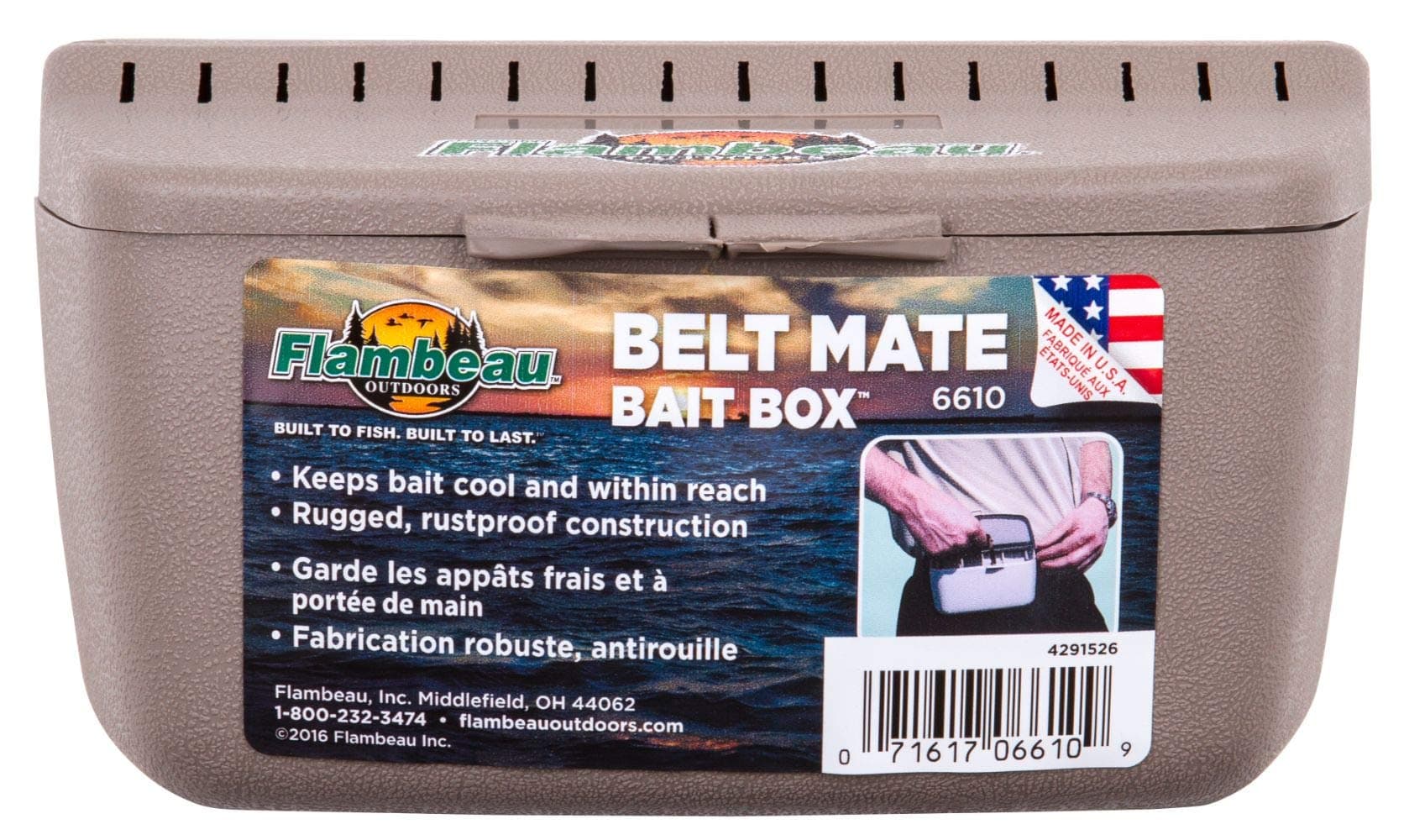 Flambeau Outdoors 6610 Belt Mate Bait Holder, Fishing Accessory Attaches to Belt, Tan