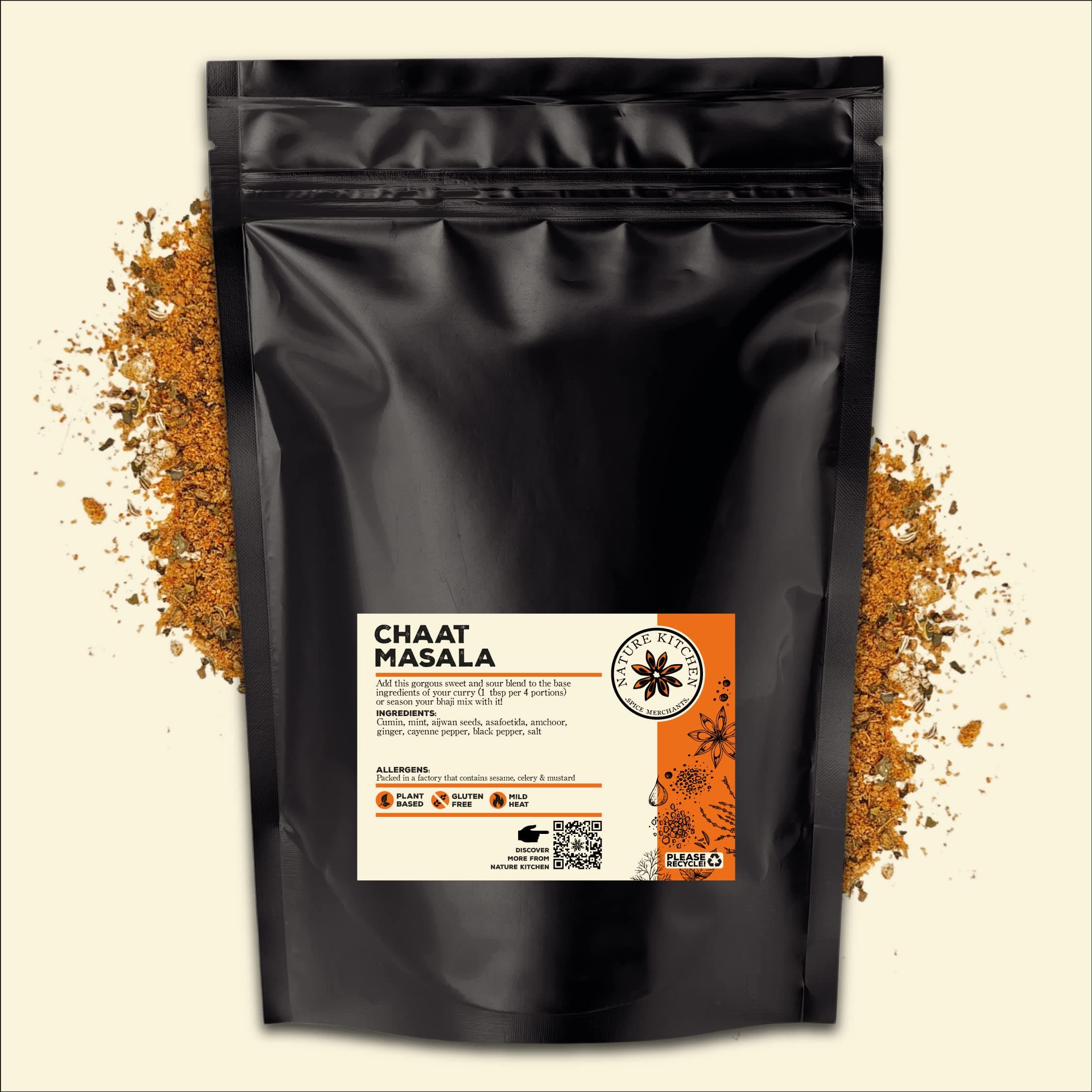 Nature Kitchen Chaat Masala 500g Medium Heat - Tangy Indian Spice Blend, Amchoor Roasted Spices, Gluten Free.Vegan Seasoning for Snacks Salads Street Food Cooking