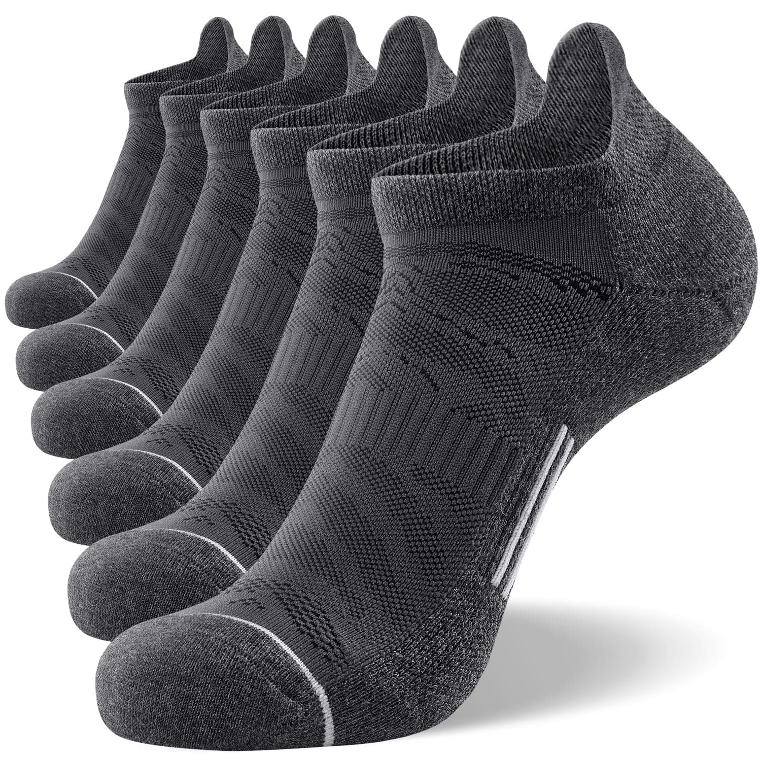 FITRELL 6 Pack Men's Ankle Running Socks Low Cut Cushioned Athletic Sports Socks 7-9/9-12/12-15
