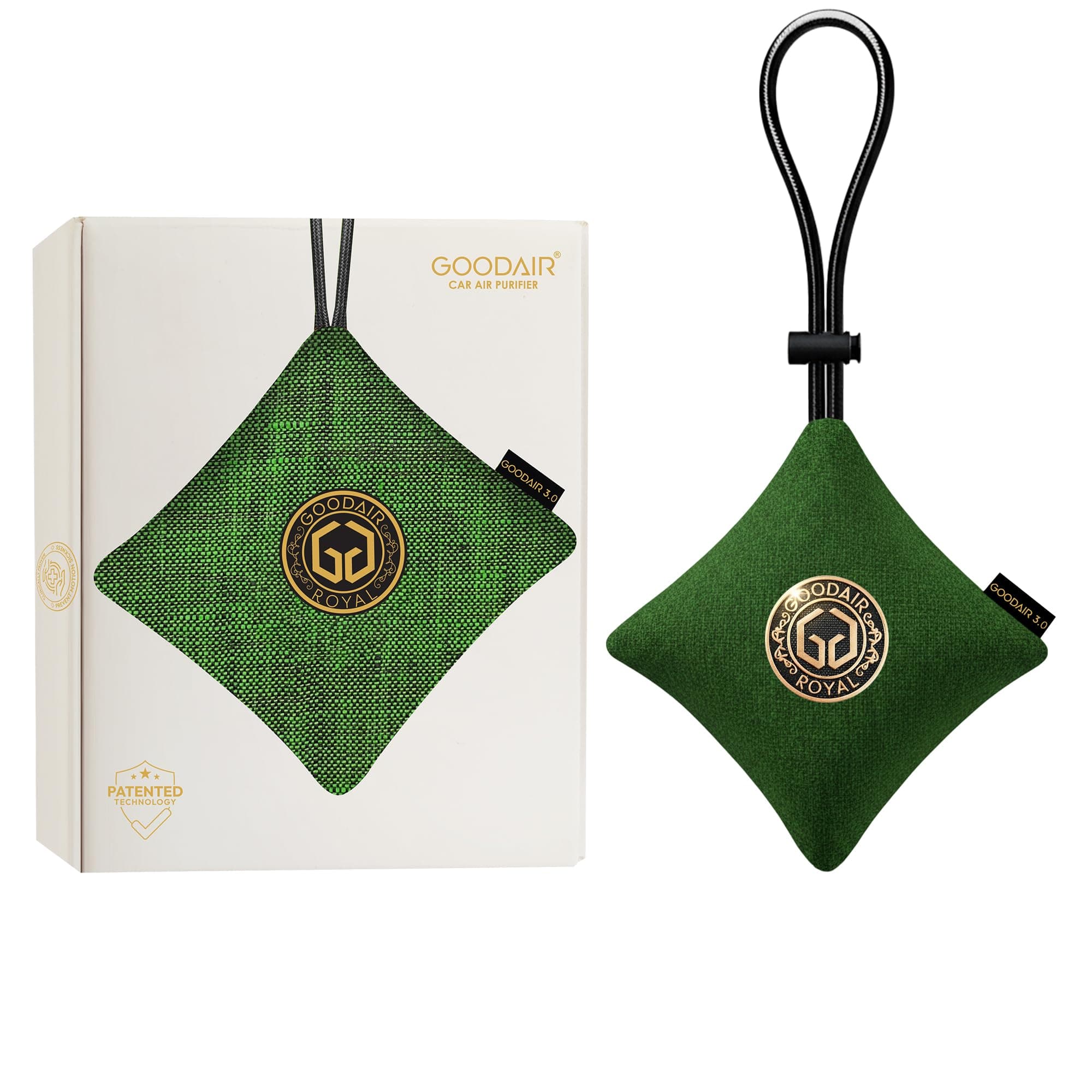 GOODAIR 3.0 Non-Electric Car Air Purifier | 24/7 Purification | Patented Technology | Clinically Proven to Prevent Motion Sickness | Tested & Certified to Absorb Toxic Gases | Forest Green