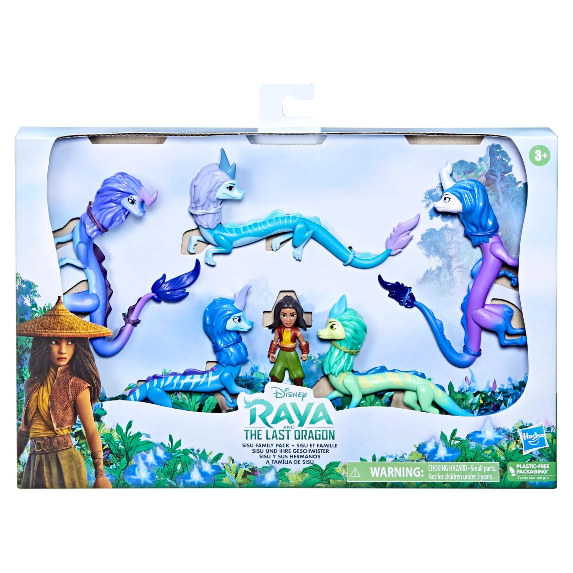 Disney Princess Raya and The Last Dragon Sisu Family Pack, Includes 5 Dragon Toys and Raya Doll, Toys for Kids 3 and Up