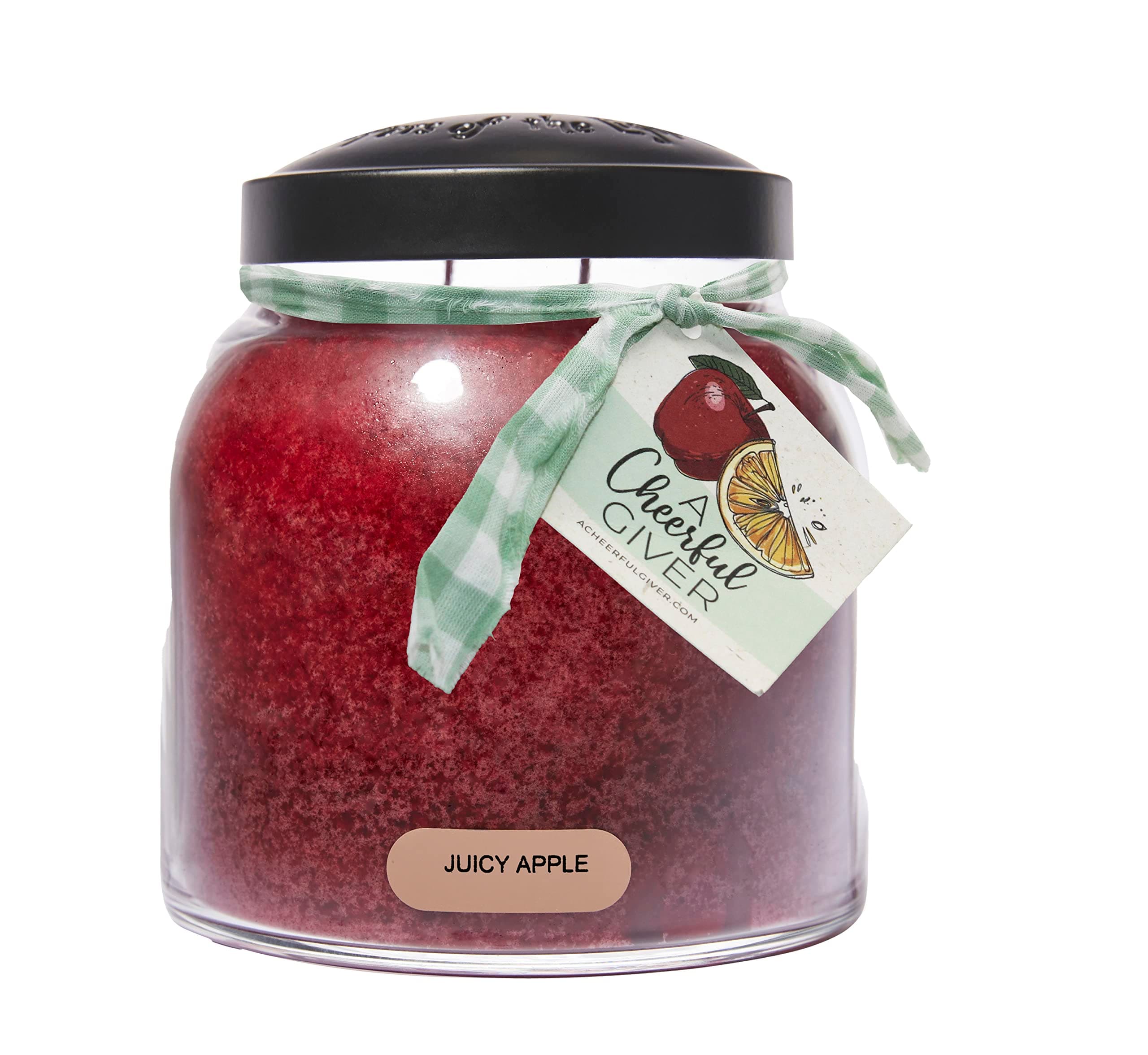 Juicy Apple - 34oz Papa Scented Candle Jar with Lid - Keepers of the Light - 155 Hours of Burn Time, Gift for Women, Red