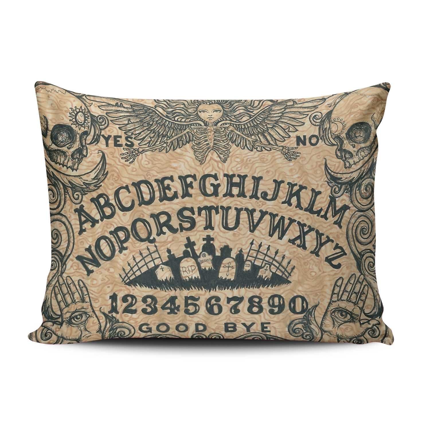 KEIBIKE Personalized Ouija Board Horror Movie Boudoir Rectangle Decorative Pillowcases Decor Zippered Throw Pillow Covers Cases 12x18 Inches One Sided