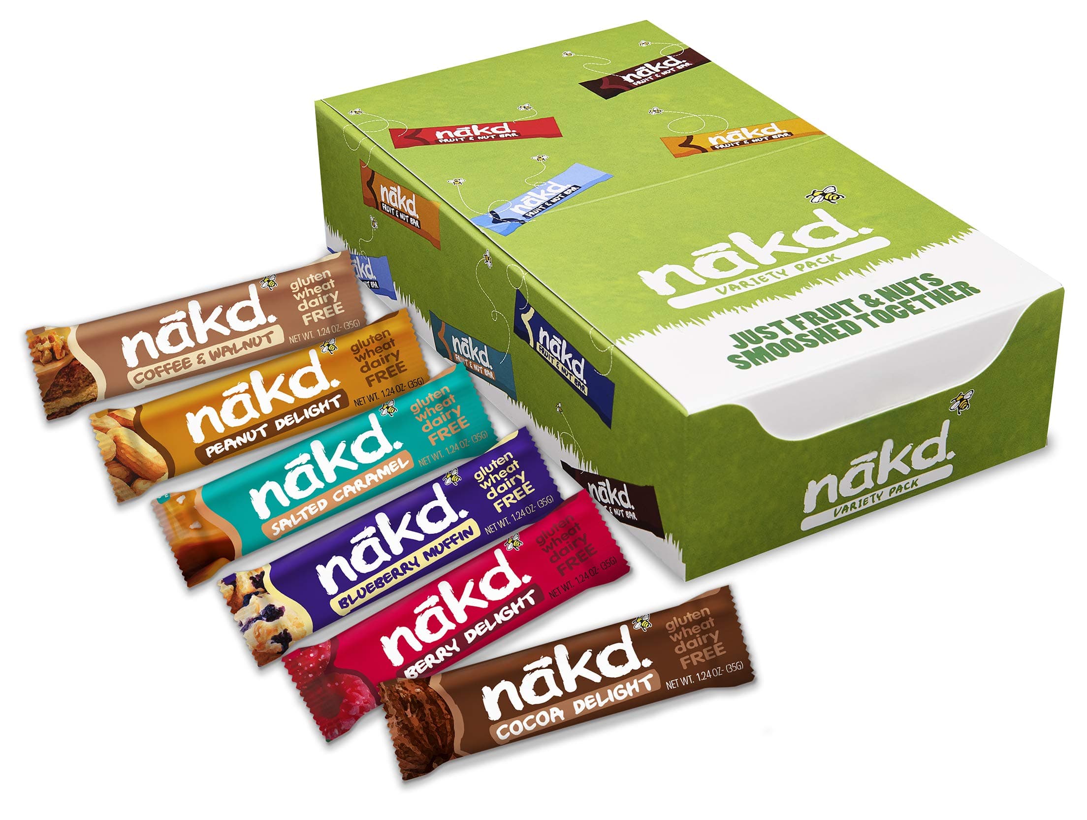 Nakd Bars, Bestseller Variety Pack Raw Fruit and Nuts, Gluten Free, Vegan, Count of 15