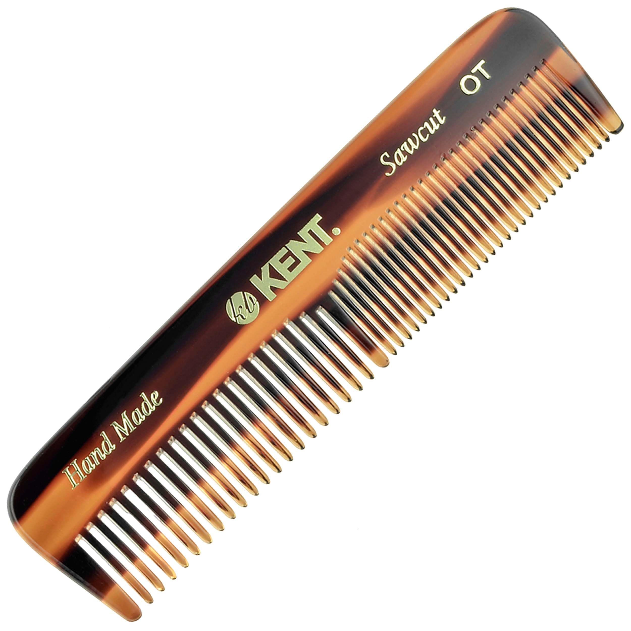 Kent OT Tortoiseshell Pocket Comb - Handmade Fine and Wide Tooth Hair Comb for Men, Women, and Kids - Travel, Beard, and Mustache Comb - Saw Cut and Hand Polished Made in England