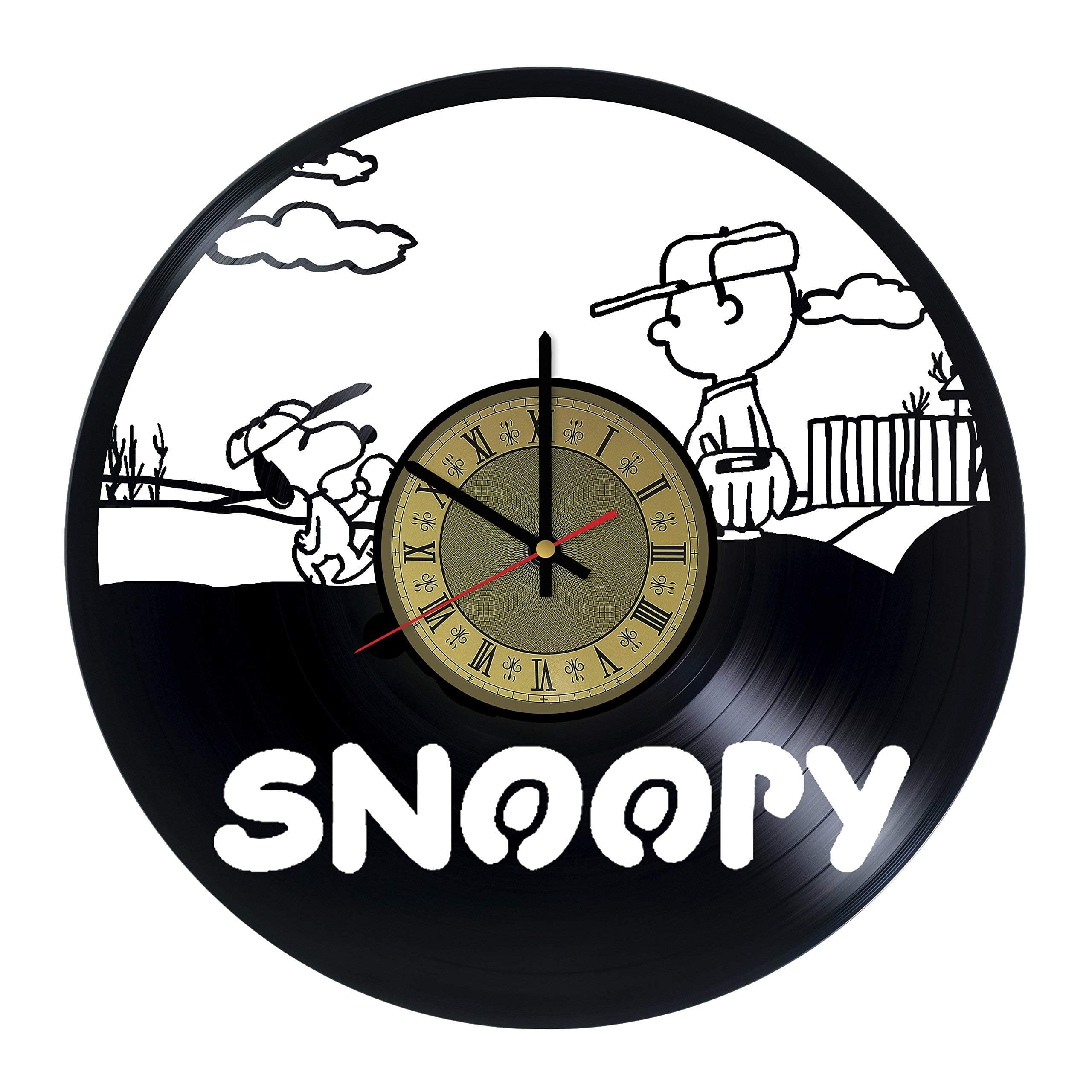 Snoopy Charlie Brown Comic Strip Peanuts Design Art Decor Vinyl Record Wall Clock - Gift idea for Girls Boys Sister and Brother - Home & Office Bedroom Nursery Room Wall Decor - Customize Your Clock