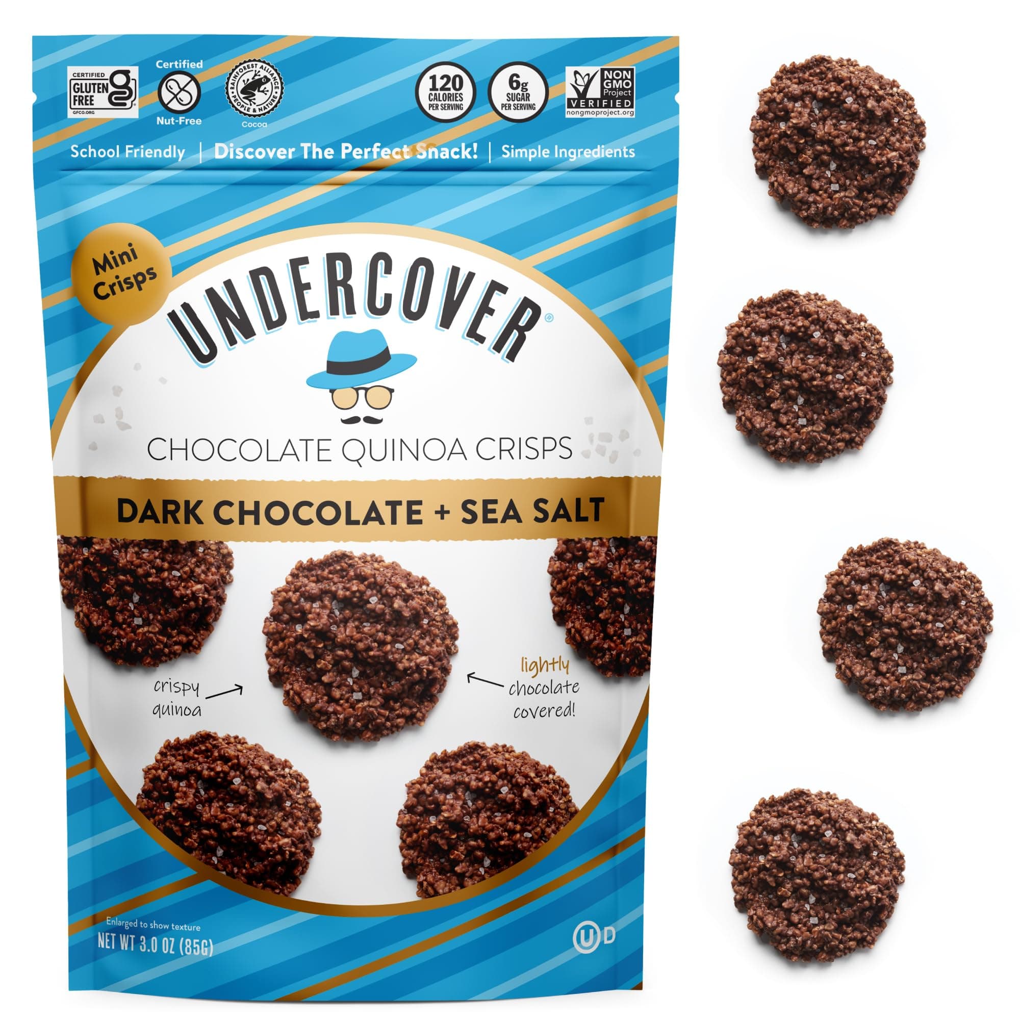 Individually Wrapped Dark Chocolate + Sea Salt Chocolate Quinoa Crisp, 3 oz