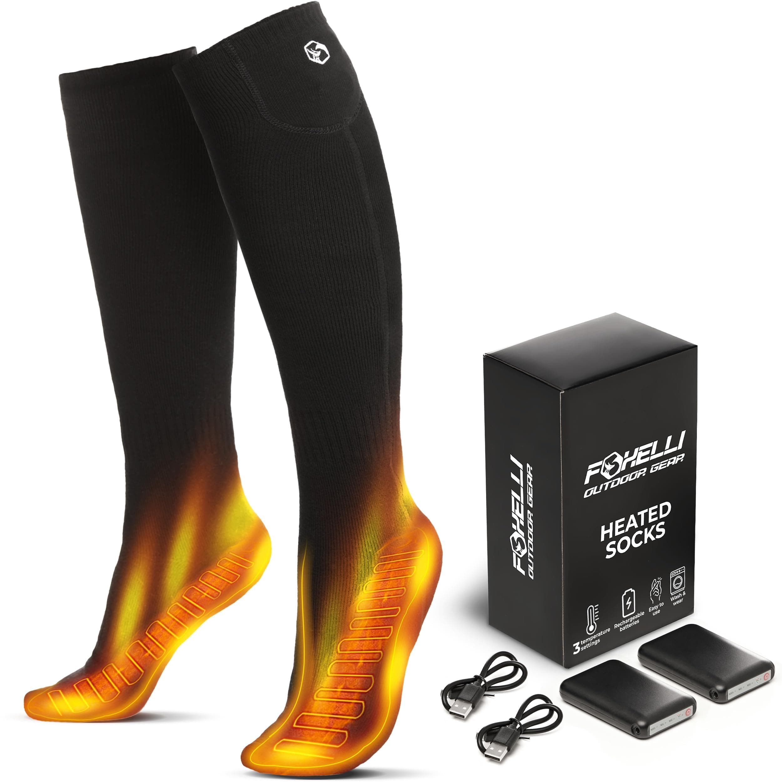 Foxelli Heated Socks for Women – Rechargeable Electric Women’s Warming Socks with Battery, Heat for Cold Weather & Outdoors