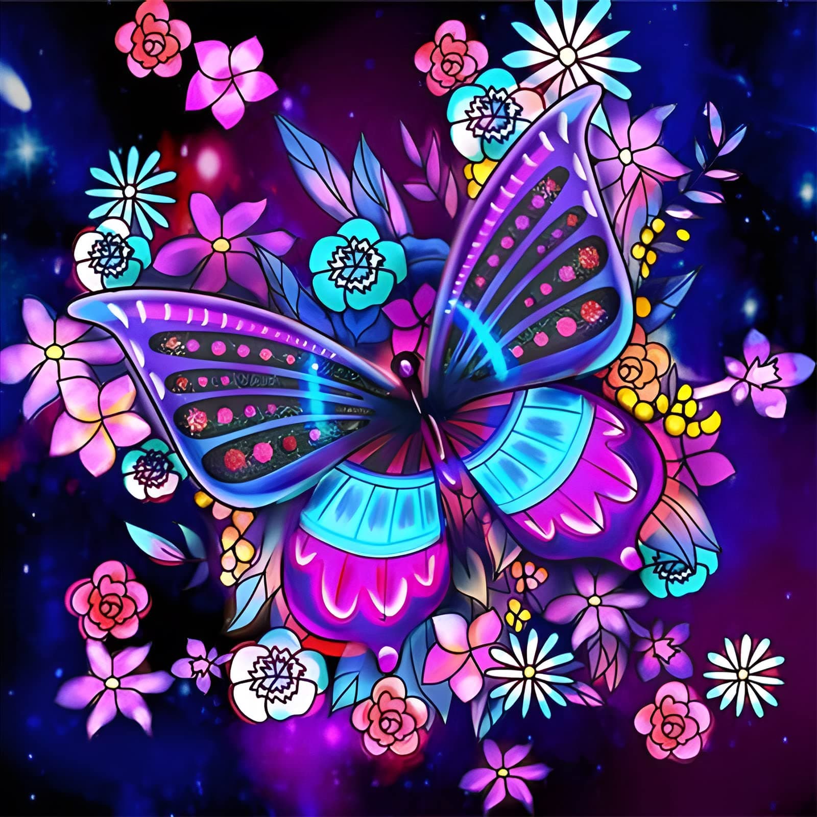 AIRDEA 5D Butterfly Diamond Painting Kits for Adults Kids, DIY Flowers Diamond Painting kits, Round Full Drill Butterfly Diamond Art Kits Animal Gem Art Painting Picture Home Wall Decor 13.8x13.8 inch