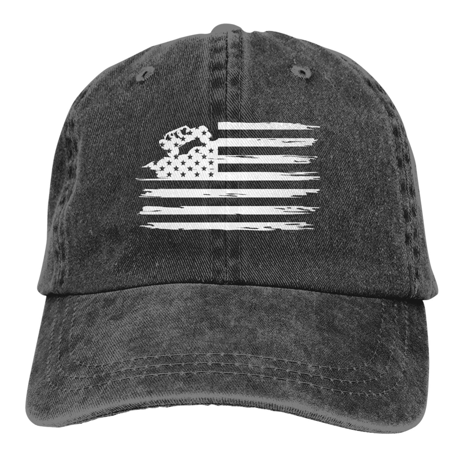 American Flag Trucker Hat, Adjustable USA Flag Car Baseball Cap Distressed Retro Washed for Men Women