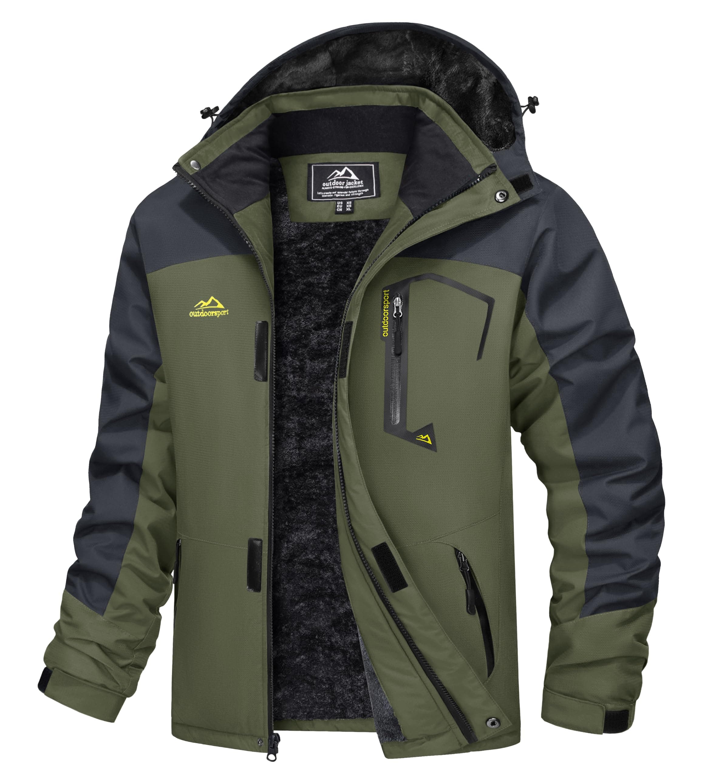 Men's Winter Coats Waterproof Ski Snow Jacket Warm Fleece Parka Raincoats With Multi-Pockets