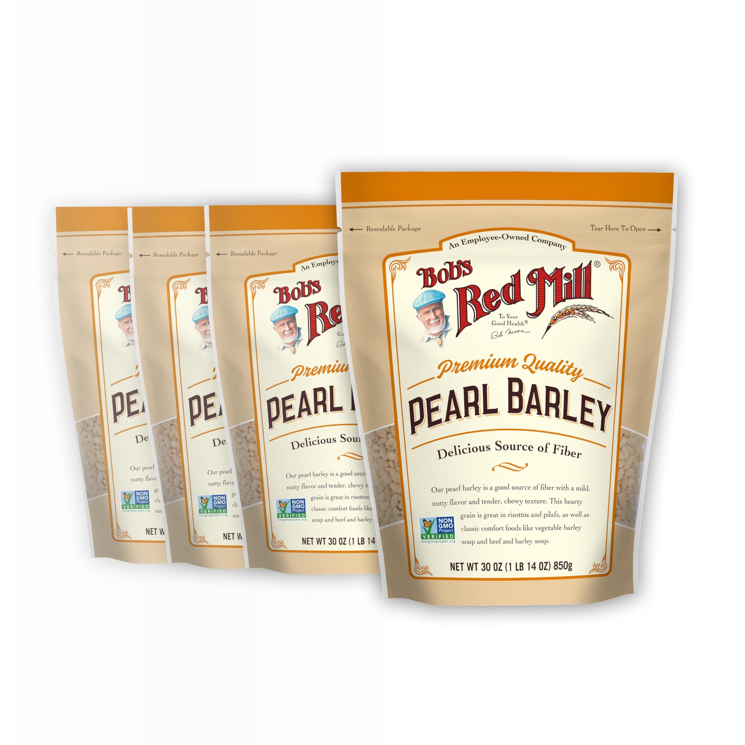 Pearl Barley, 30oz (Pack of 4) - Non GMO, Vegan, Kosher