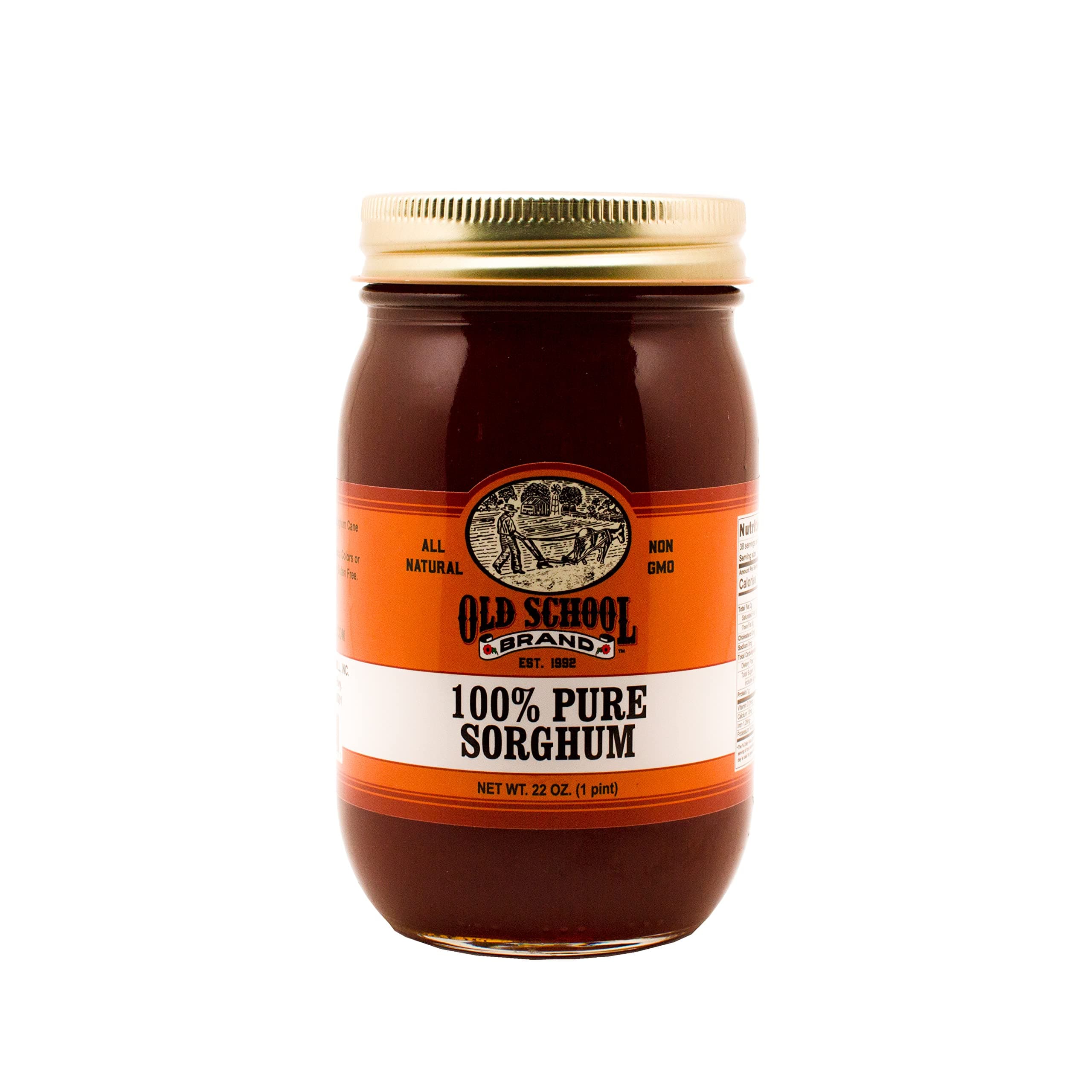 Old School Brand 100% Pure Sorghum Molasses 22 ounces - No Additives or Preservatives - 100% Pure and Natural