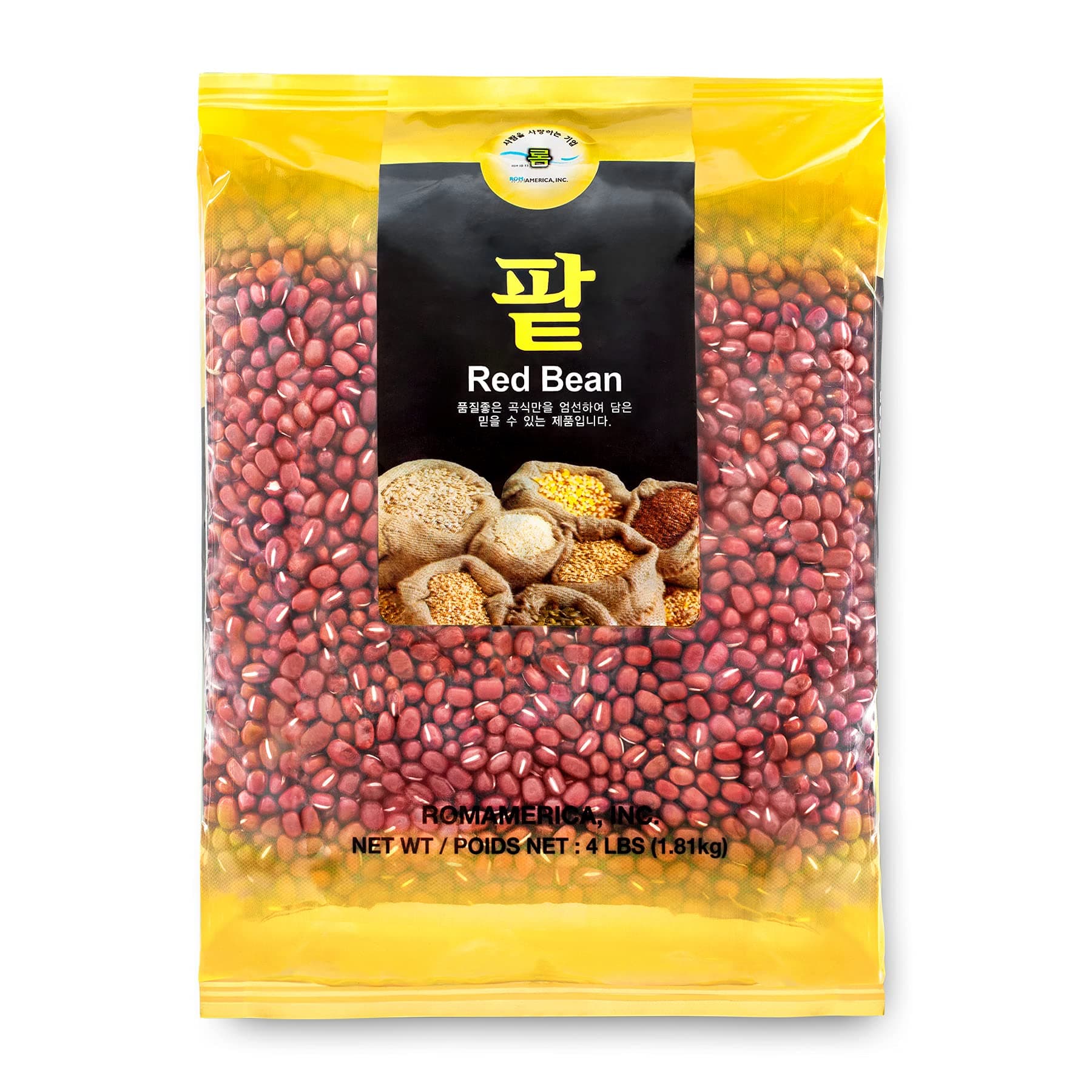 ROM AMERICA Whole Raw Dried Adzuki Red Beans, Natural Red Mung Bean Azuki Aduki for Soups, Salads, Japanese Desserts, Sweet Korean Red Bean Paste, Mochi Filling, Asian Cooking 팥 - 4 Pound (Pack of 1)