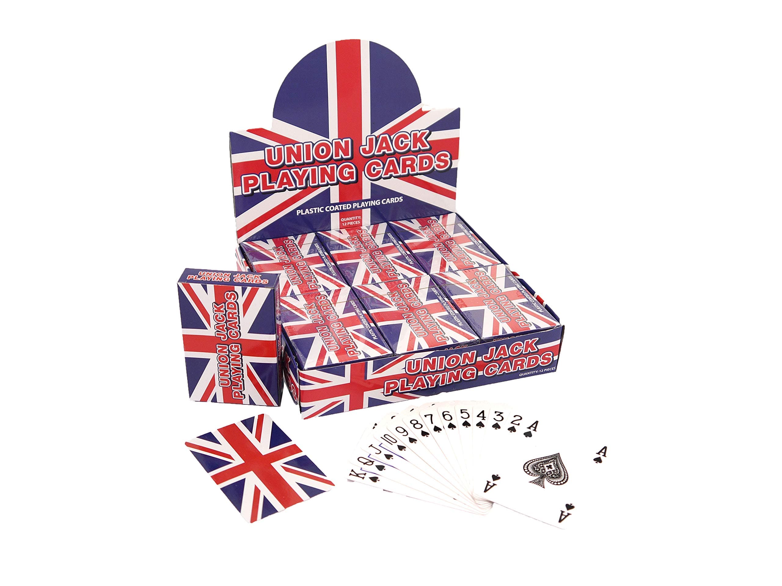 6 x Pack of UNION JACK PLAYING CARDS Plastic Coated Standard Size 8.5cm x 5.5cm