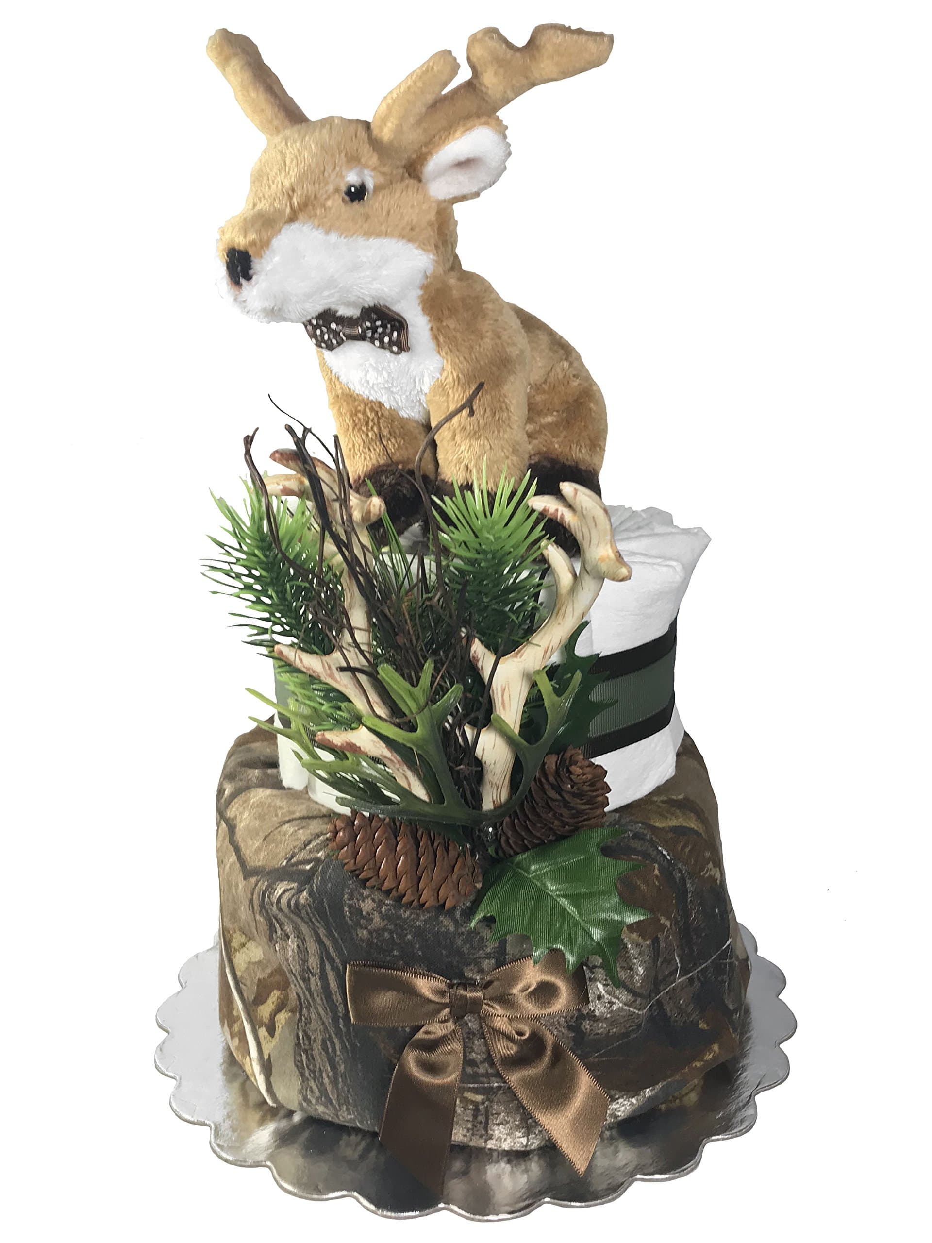 Camo Deer Diaper Cake - Baby Shower Gift - Centerpiece - Green and Brown