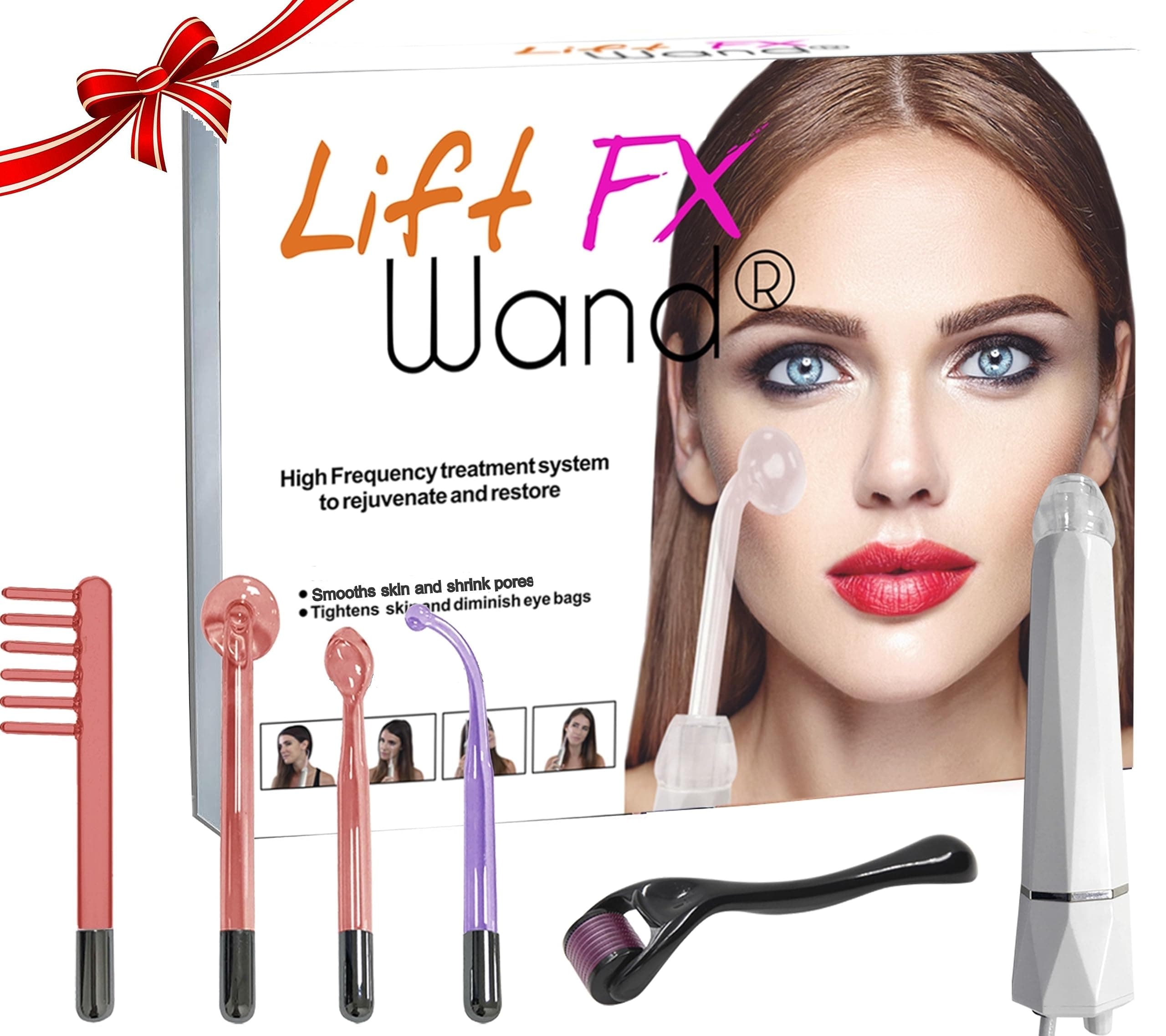 Lift Care Wand FX Premium High Frequency Wand w/ 5 Attachments Includes 0.3mm Micro-Needle Roller High Frequency Facial Device| Anti-Aging Skin Tightening Facial Wand 20 Watts
