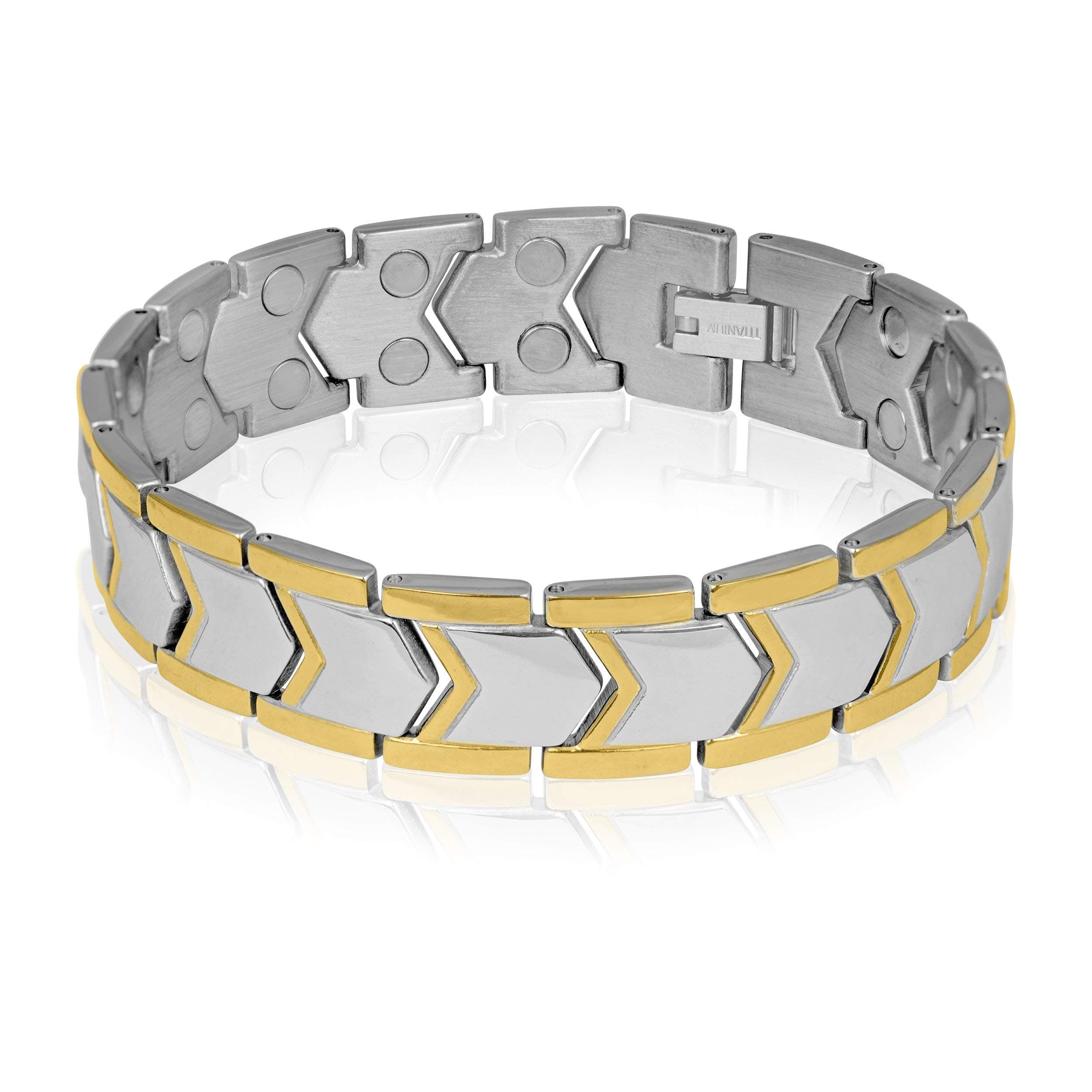MAGNAZ Yellow Golden Titanium Plated Bio Magnetic Therapy Bracelet for Men and Women