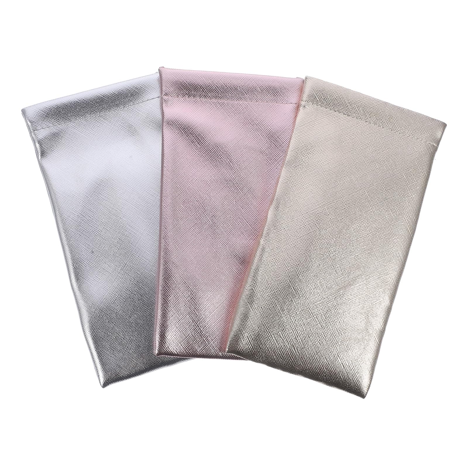 Lurrose3Pcs Glasses Pouch PU Portable Glasses Pouch Leather Waterproof Sunglasses Storage Bags Travel Sunglasses Organizer for Men Women (Golden Pink Silver)
