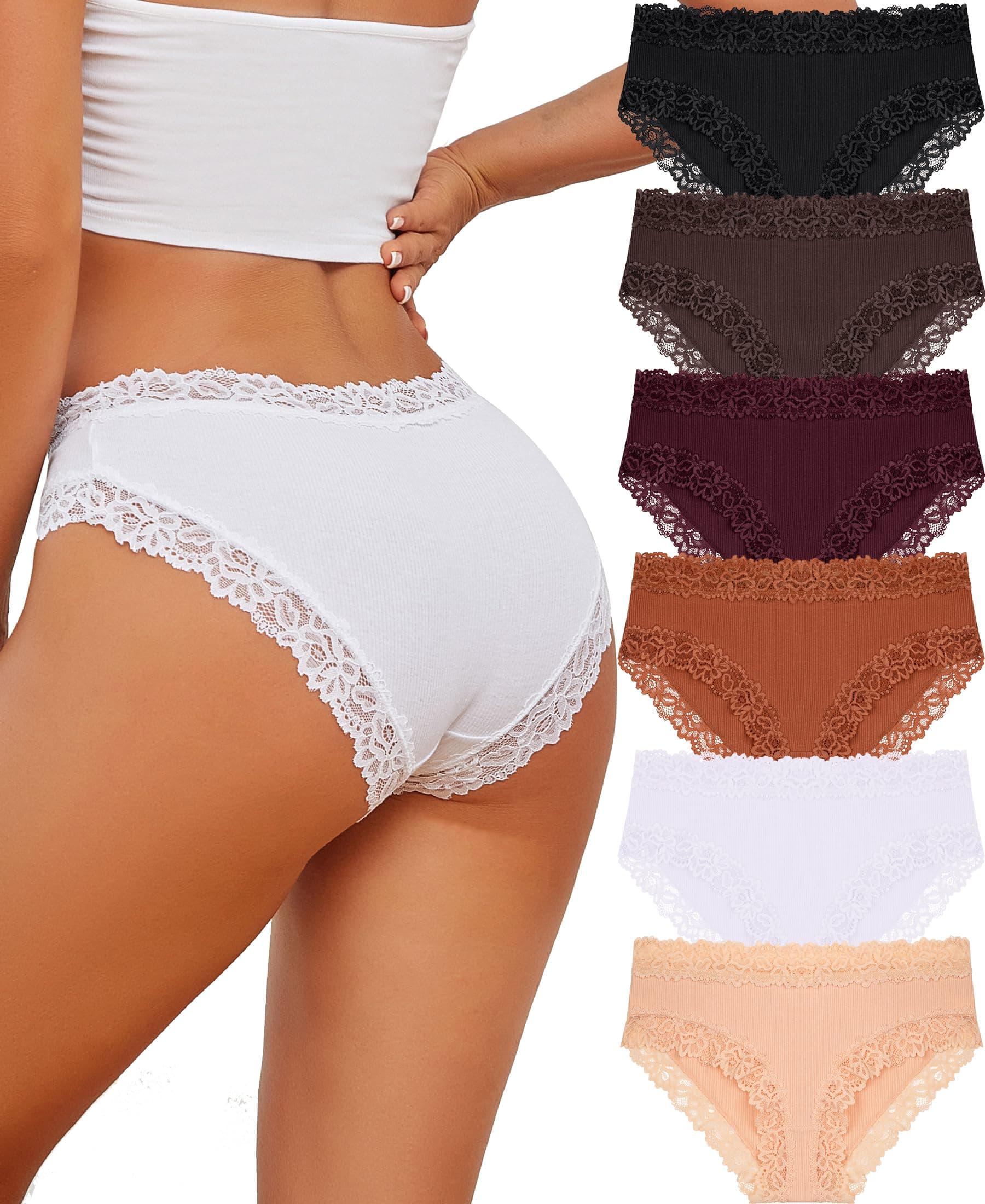 Cotton Underwear for Women Cheeky Bikini Womens Underwear Pack Sexy Lace Wasit Hipster Brief Panties for Ladies