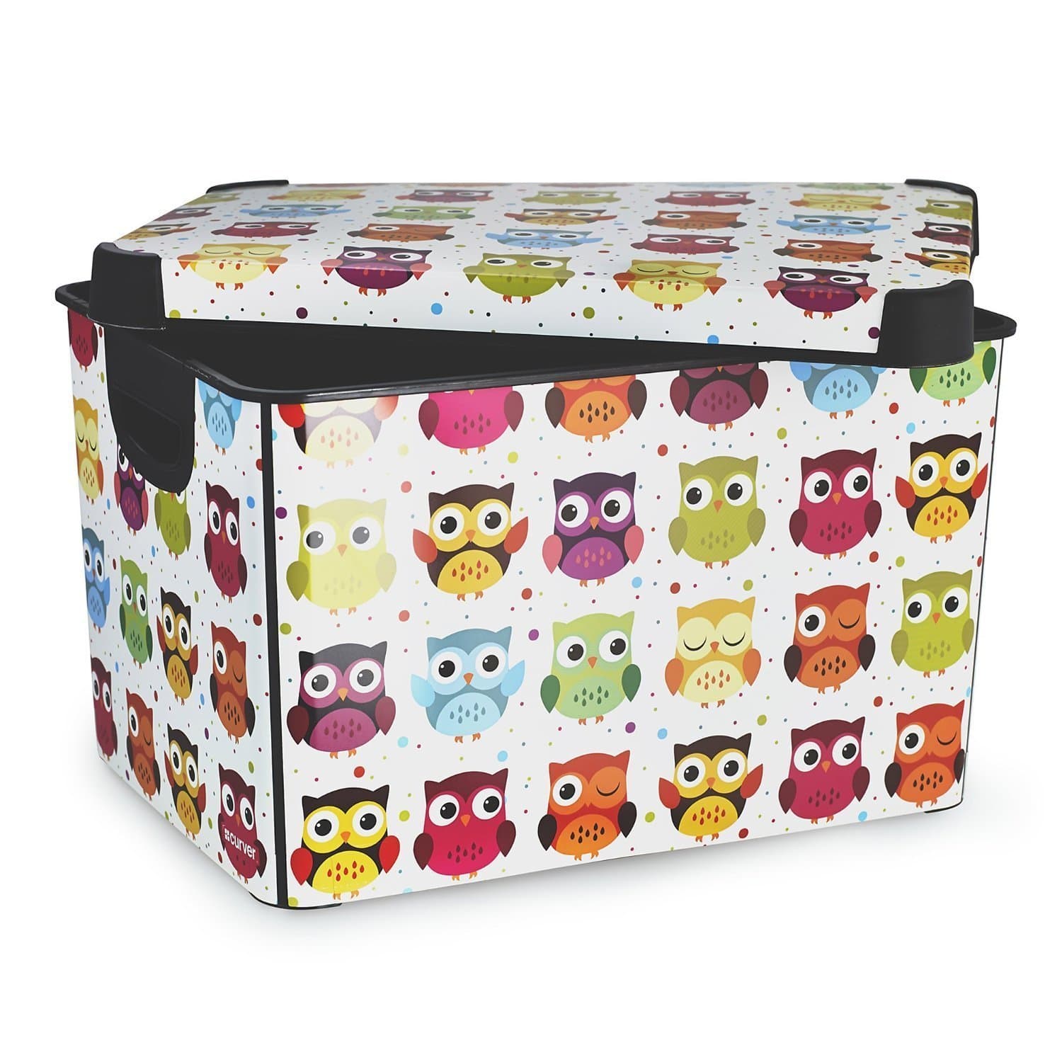 CURVER Stockholm Owl Kitchen, Living room, Bathroom, Bedroom, Utility Large Rectangular Deco Storage Box 22 Litres - Multi Colour