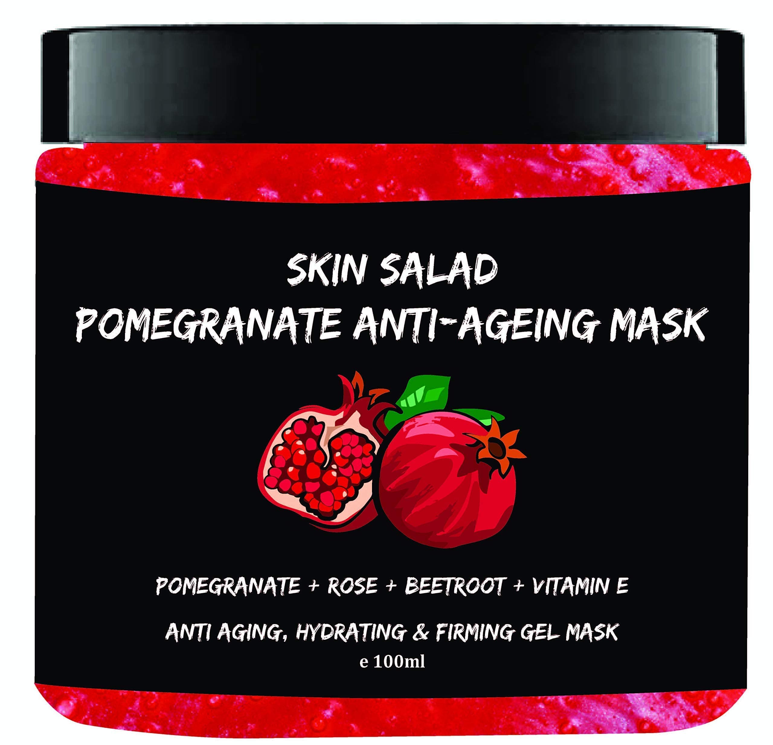 SkinSalad Pomegranate Anti Aging Gel Paraben-Free Face Mask with Beetroot, Rose and Vitamin E , 100ML