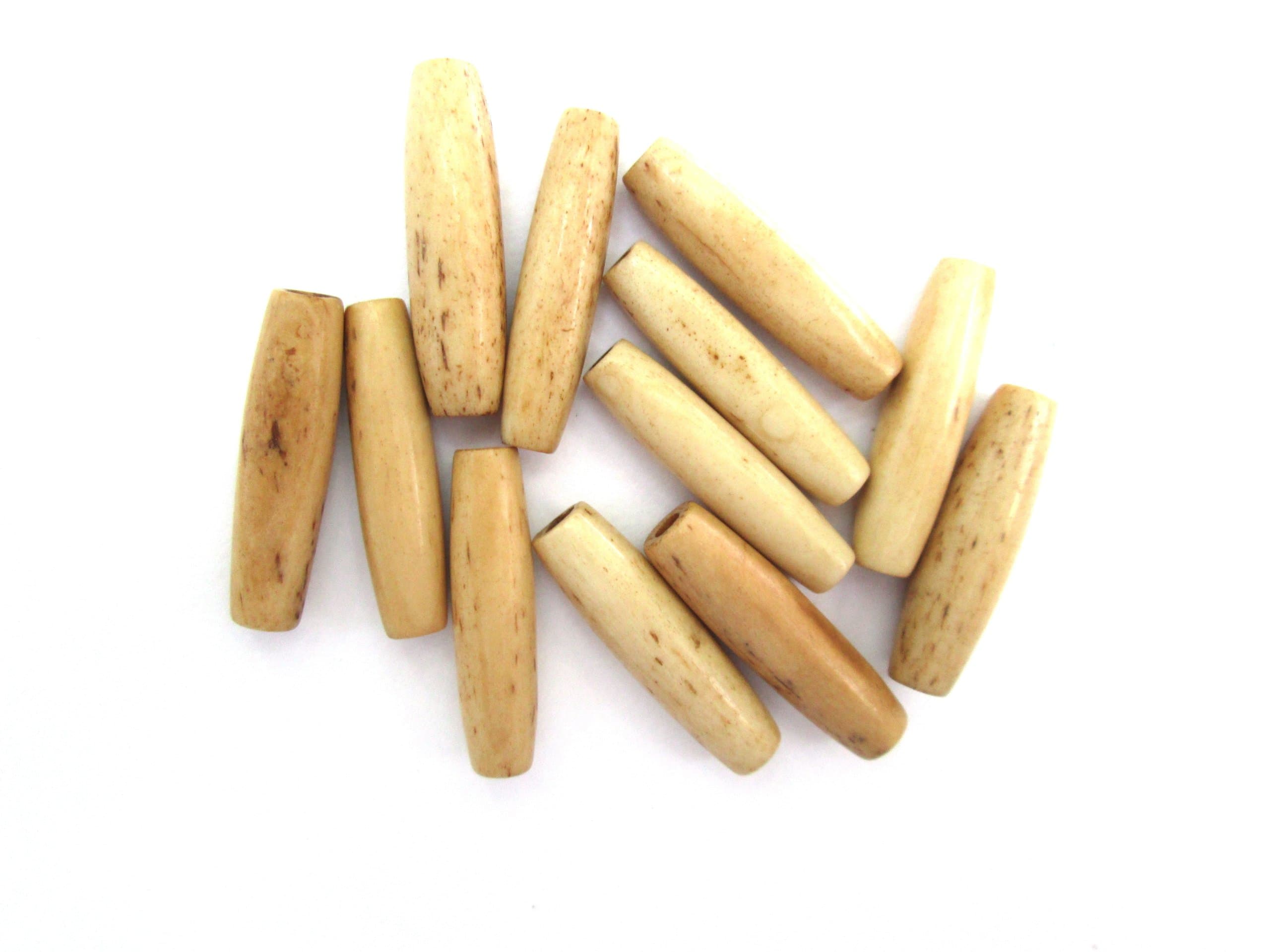 Genuine Hairpipe Bone; Teastained/Antiqued; Size 1 inch, 25 pcs Hair Pipe Choker Beads