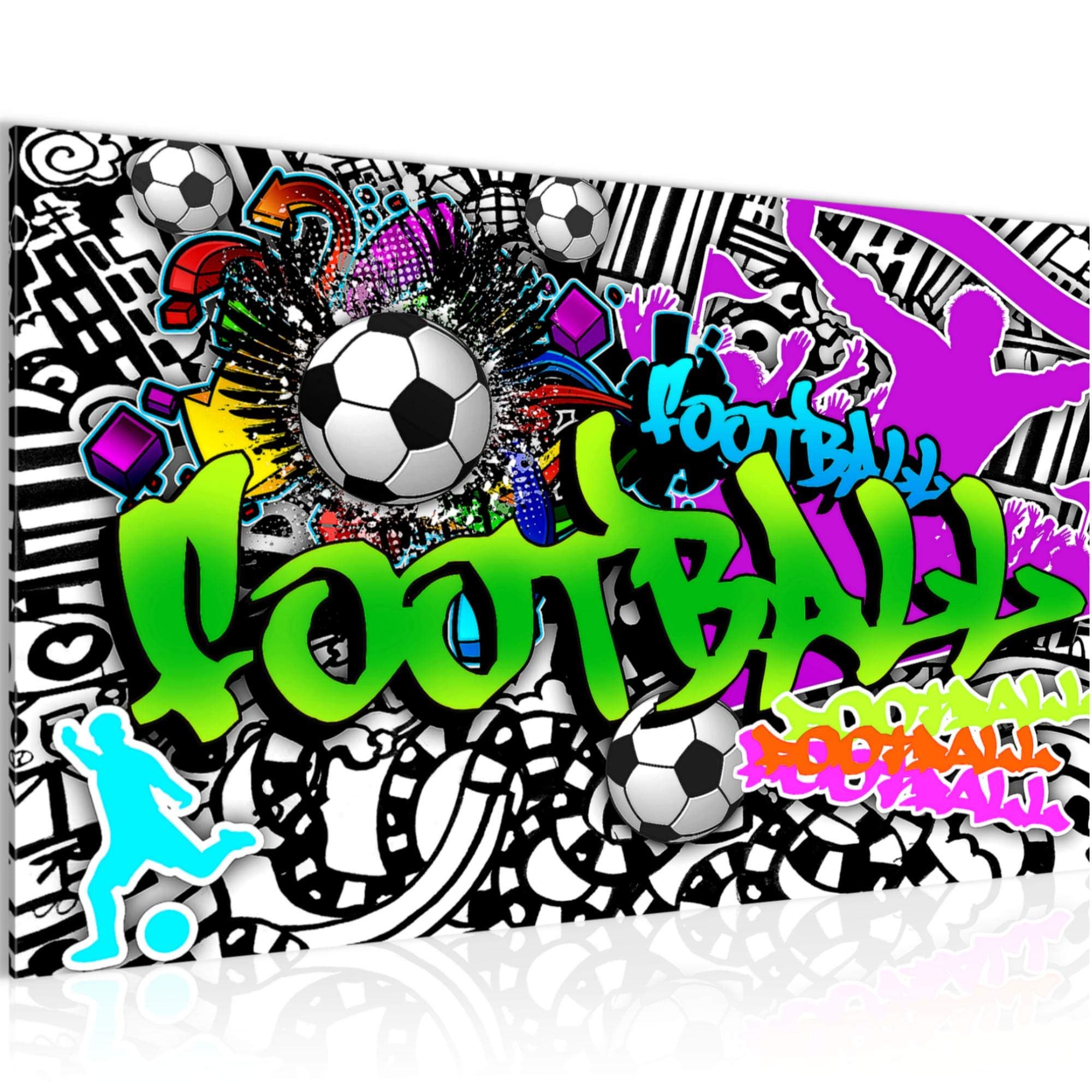 Non-Woven Canvas Wall Art Football Graffiti Modern Pictures - 100% Made In Germany - Street Art colorful Hall 402614a