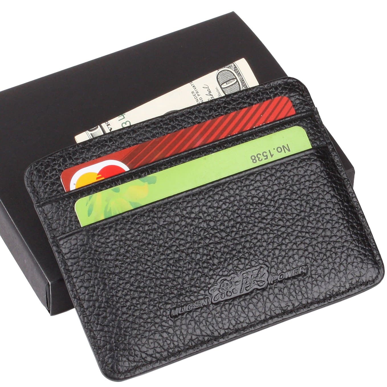 Mugen Honda Slim Wallet Black with 4 Credit Card Slots - Genuine Leather