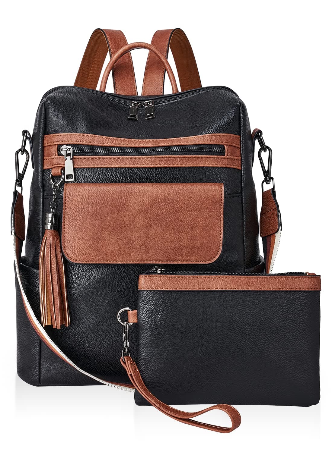 Womens Backpack Purse Leather: Fashion Convertible Ladies Shoulder Bag Travel Women Backpack Purse with Wristlet