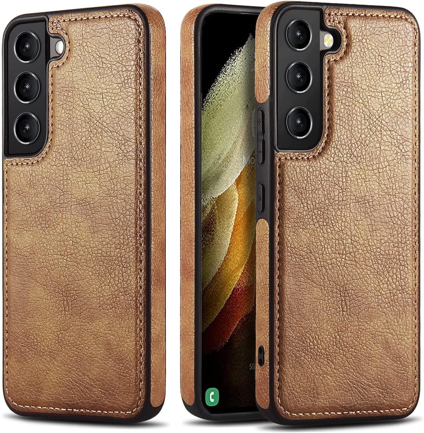 Jbe Samsung Galaxy S22 Premium Pu Leather Classic Luxury Silicon Case Compatible Device For Samsung Galaxy S22 (Brown)
