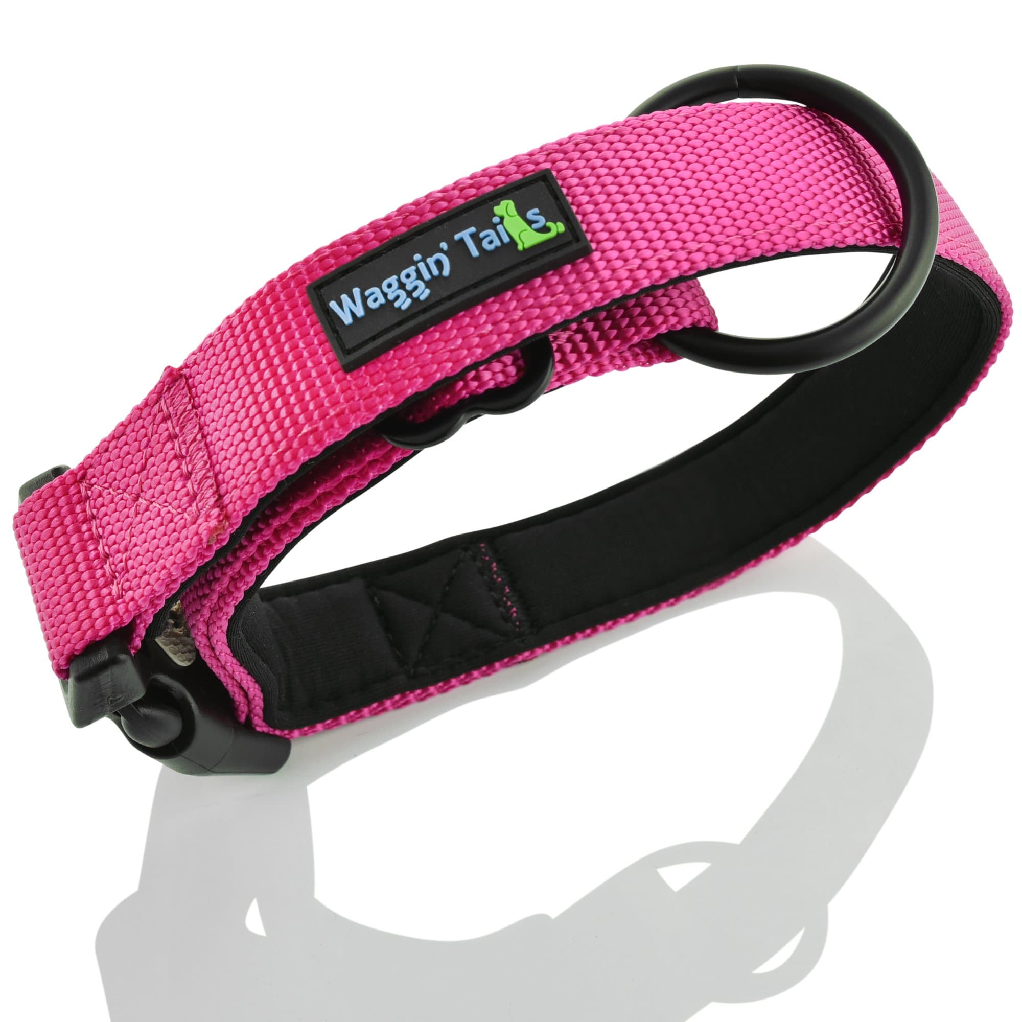 Classic Comfort Dog Collar Premium Nylon Neoprene Padded Dog Collar for Small, Medium, Large or XLarge Sized Dog Comfortable Collar for Your Dog by Wagtime Club (Medium, Lively Pink)