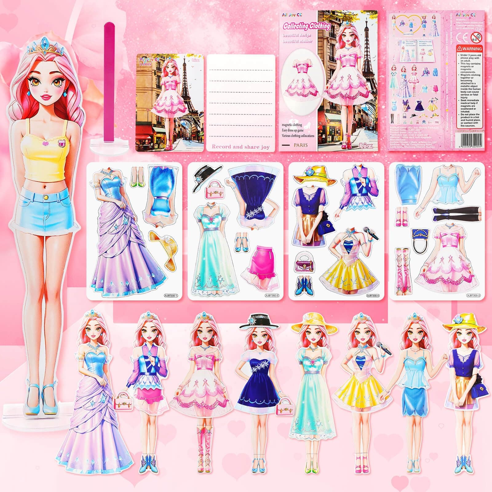 Magnetic Dress Up Dolls, Magnetic Princess Dress Up Paper Dolls, Magnetic Dress Up Dolls for Girls Ages 4-10 Learning Created Imagine Set Birthday Gift (Liz)
