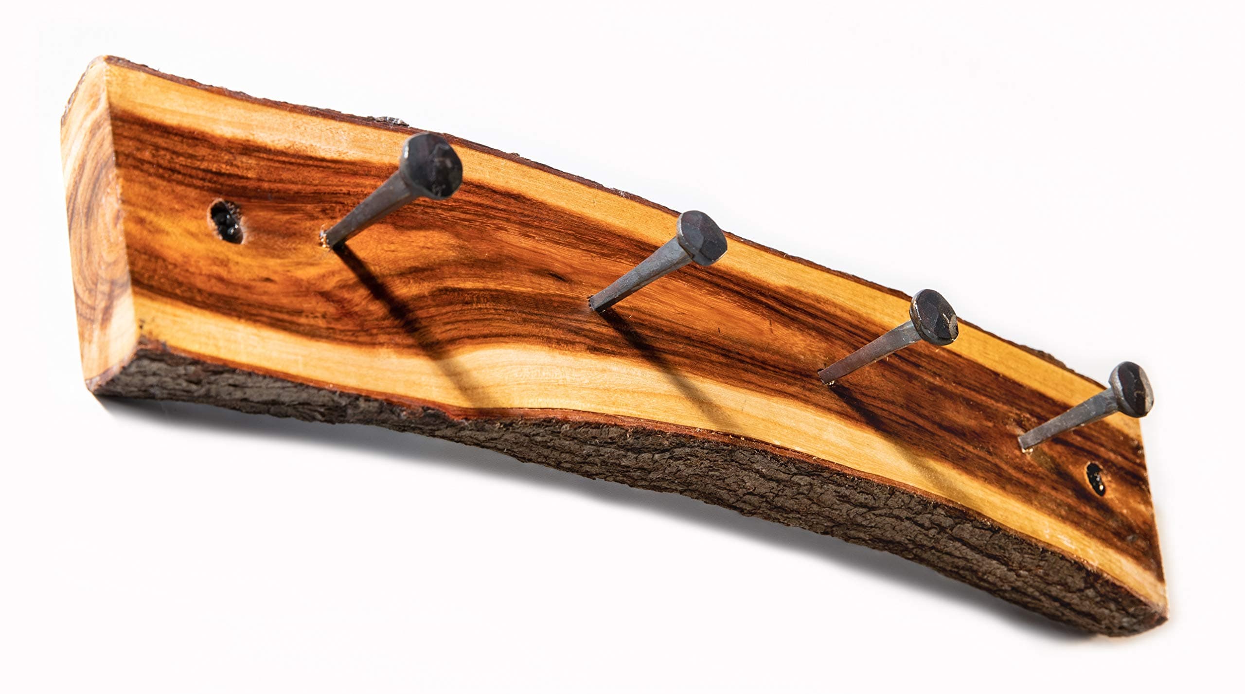 2WAYZ Wall Mounted Wooden Rustic Coat Hanging Rack. Decorative Farmhose Design, Iron Hooks Hanger.